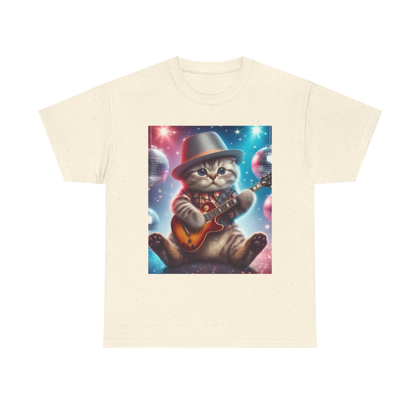 Cat Guitarist T-Shirt — Cute Kitten Playing Electric Guitar Tee