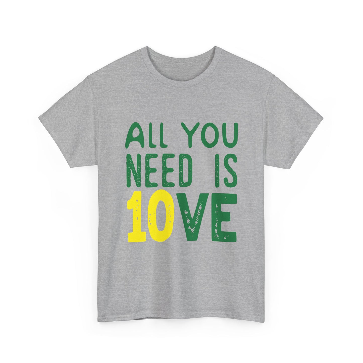 T-Shirt — "All You Need Is 10VE" Retro Green & Yellow Love Tee