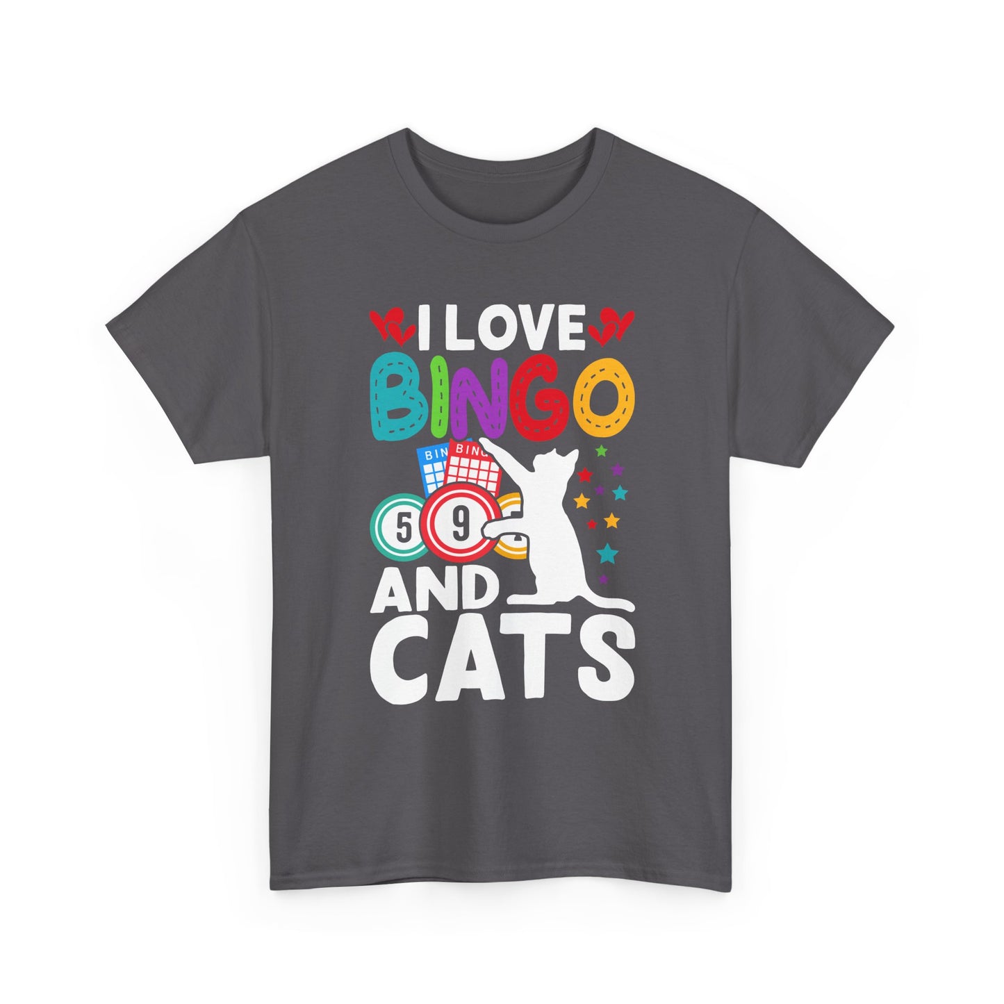 I Love Bingo and Cats T-Shirt — Funny Cat Lover Bingo Tee