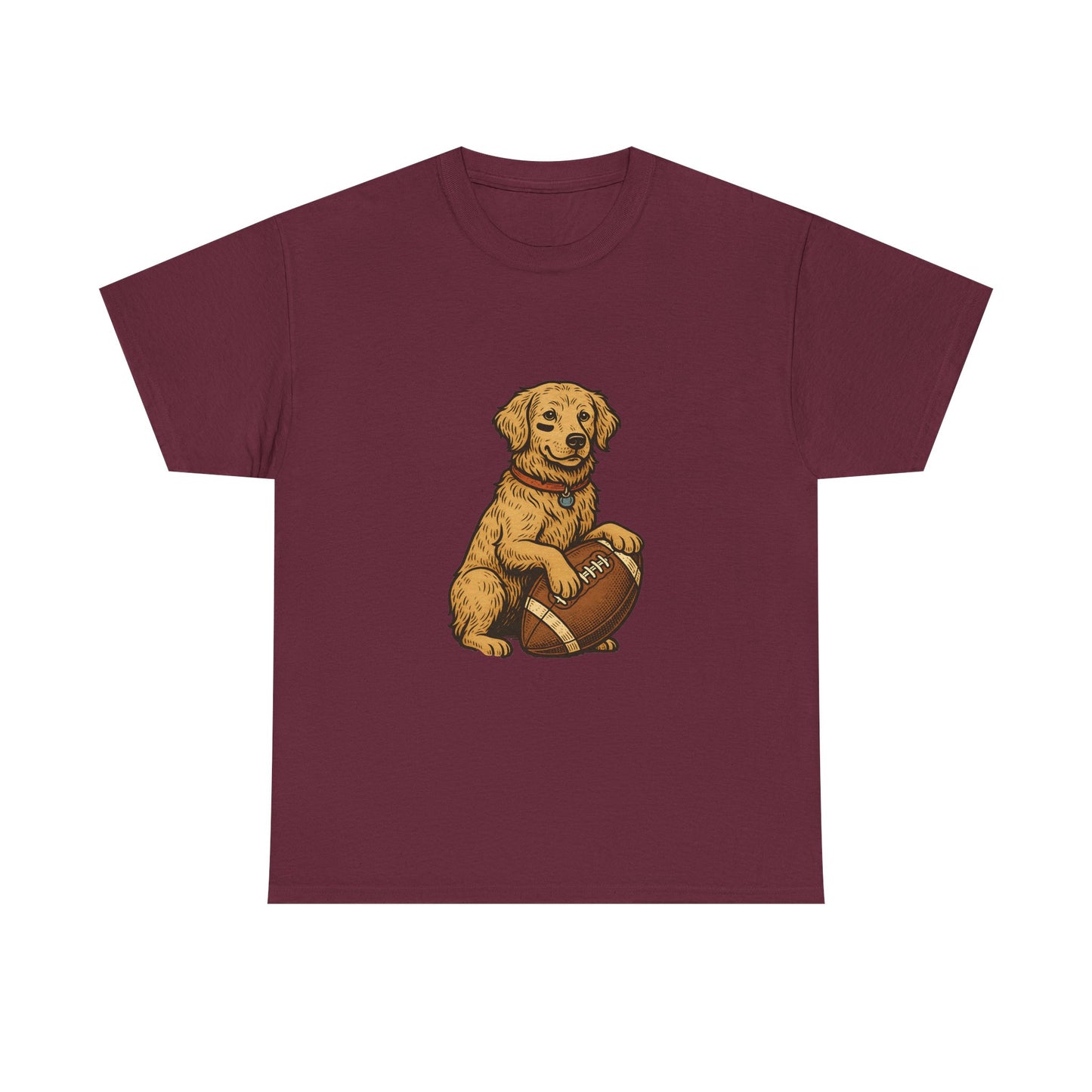 Golden Retriever Puppy Football Tee — Cute Dog with Football Graphic T-Shirt