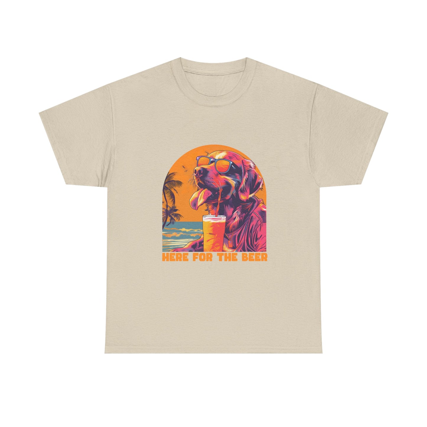 Here For The Beer T-Shirt — Retro Flamingo Beach Tee