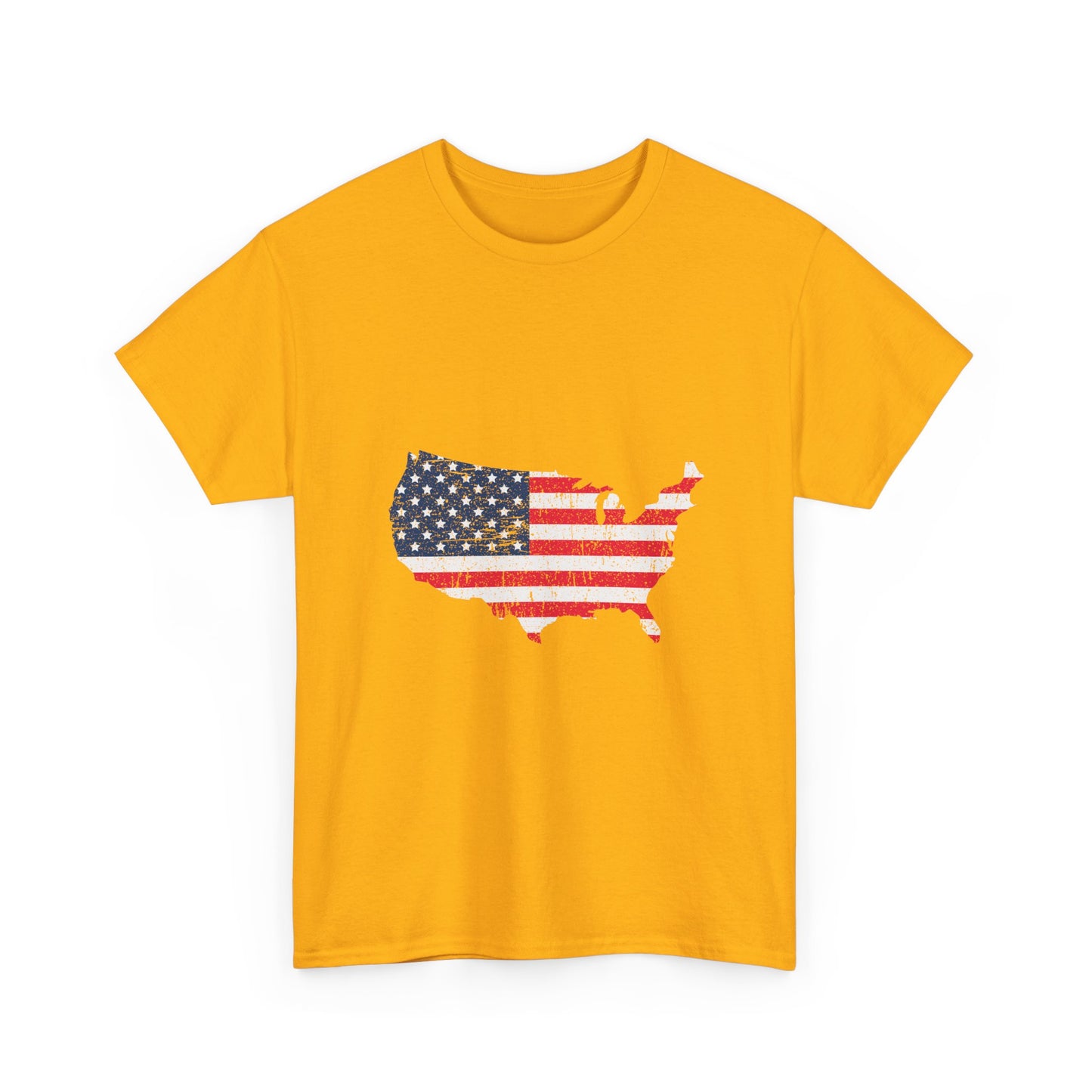 USA Flag Map T-Shirt — Distressed American Flag Outline Tee