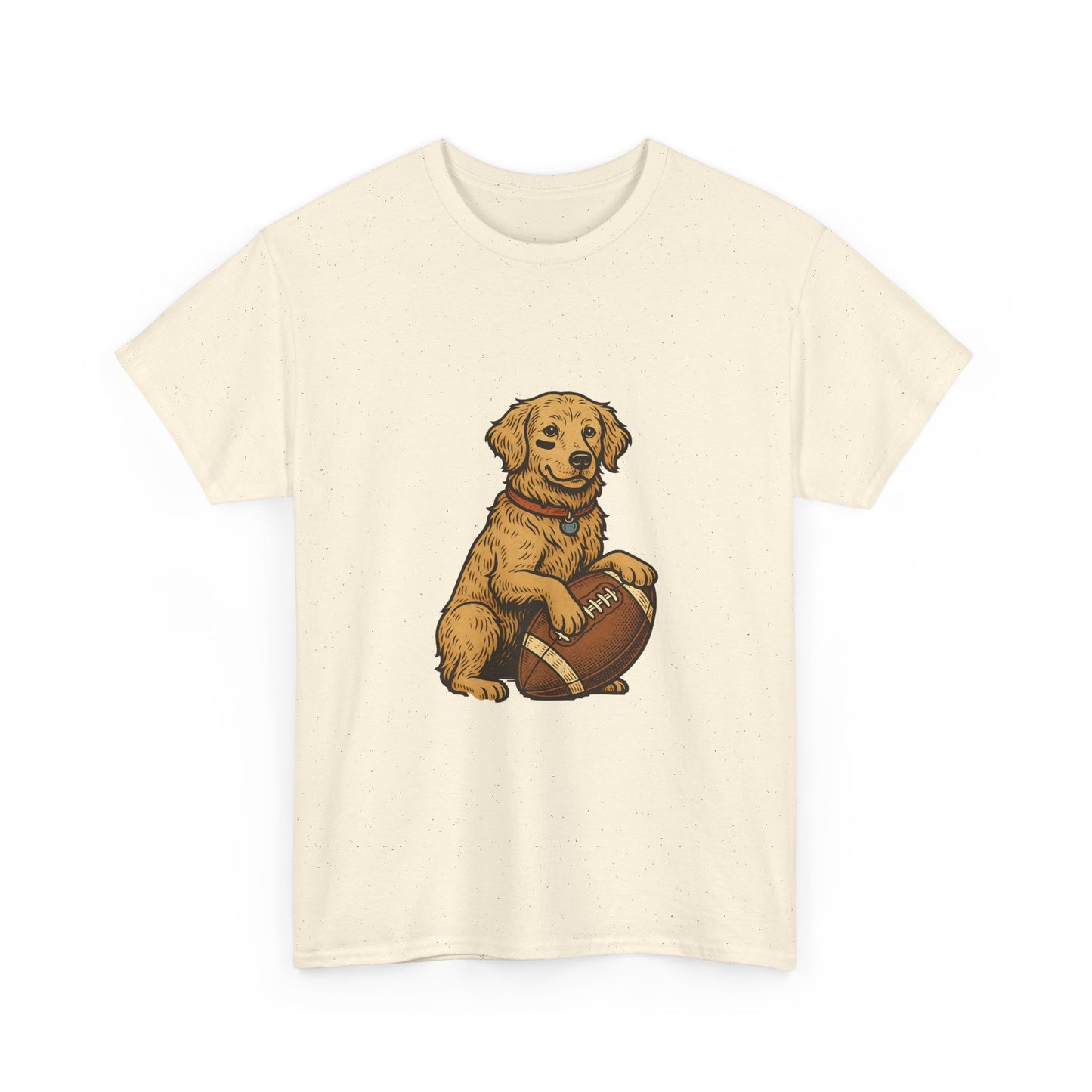Golden Retriever Puppy Football Tee — Cute Dog with Football Graphic T-Shirt