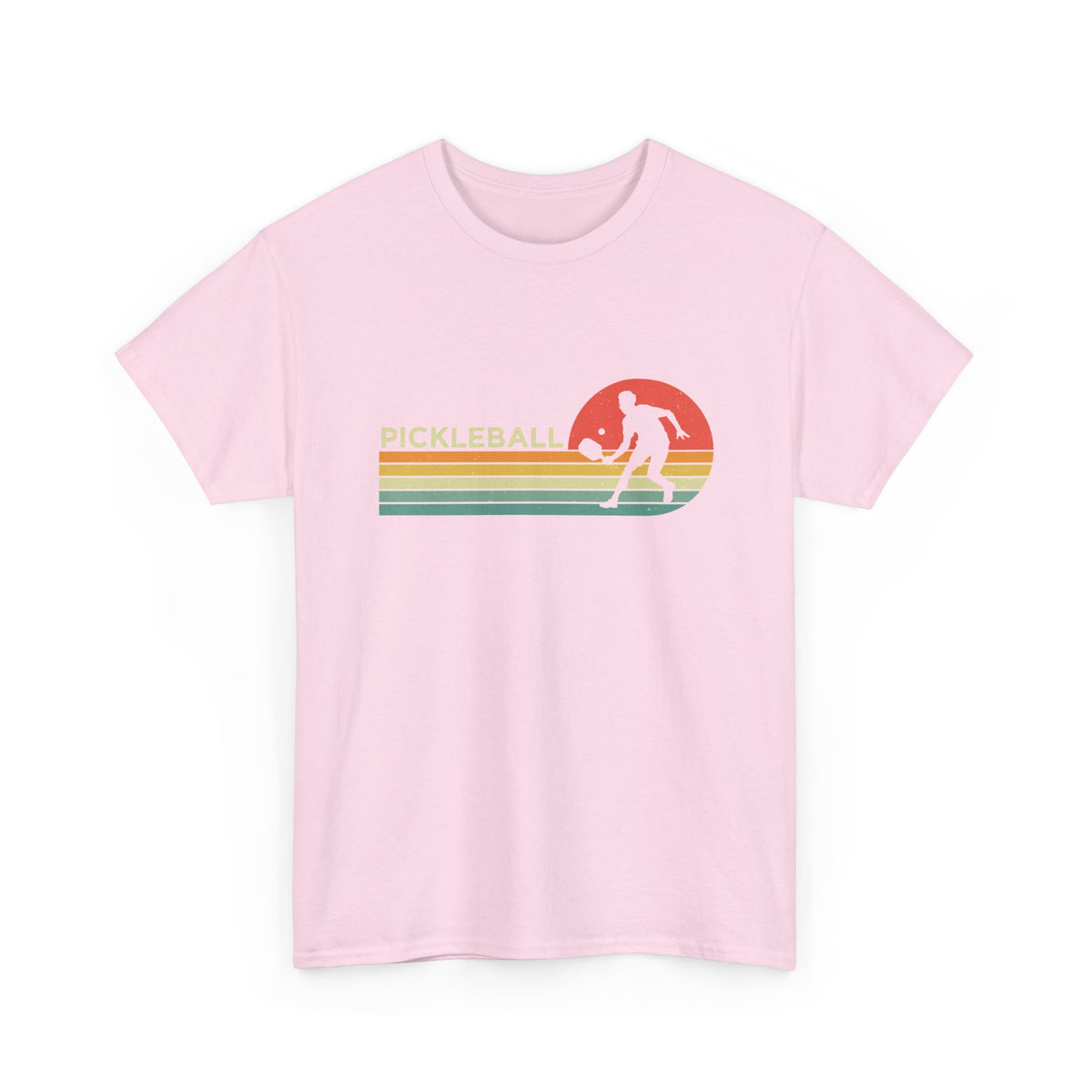 Pickleball Retro Sunset Tee — Vintage Striped Pickleball Player T-Shirt