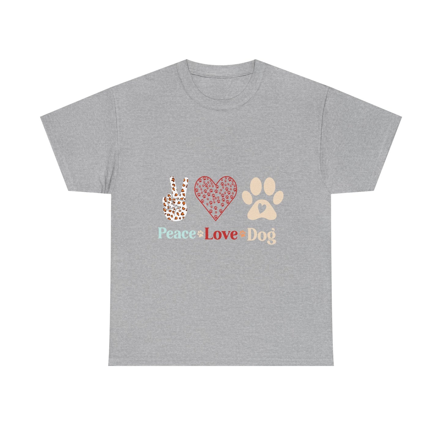 Peace Love Dog T-Shirt - Paw Print & Peace Sign Graphic Tee for Dog Lovers