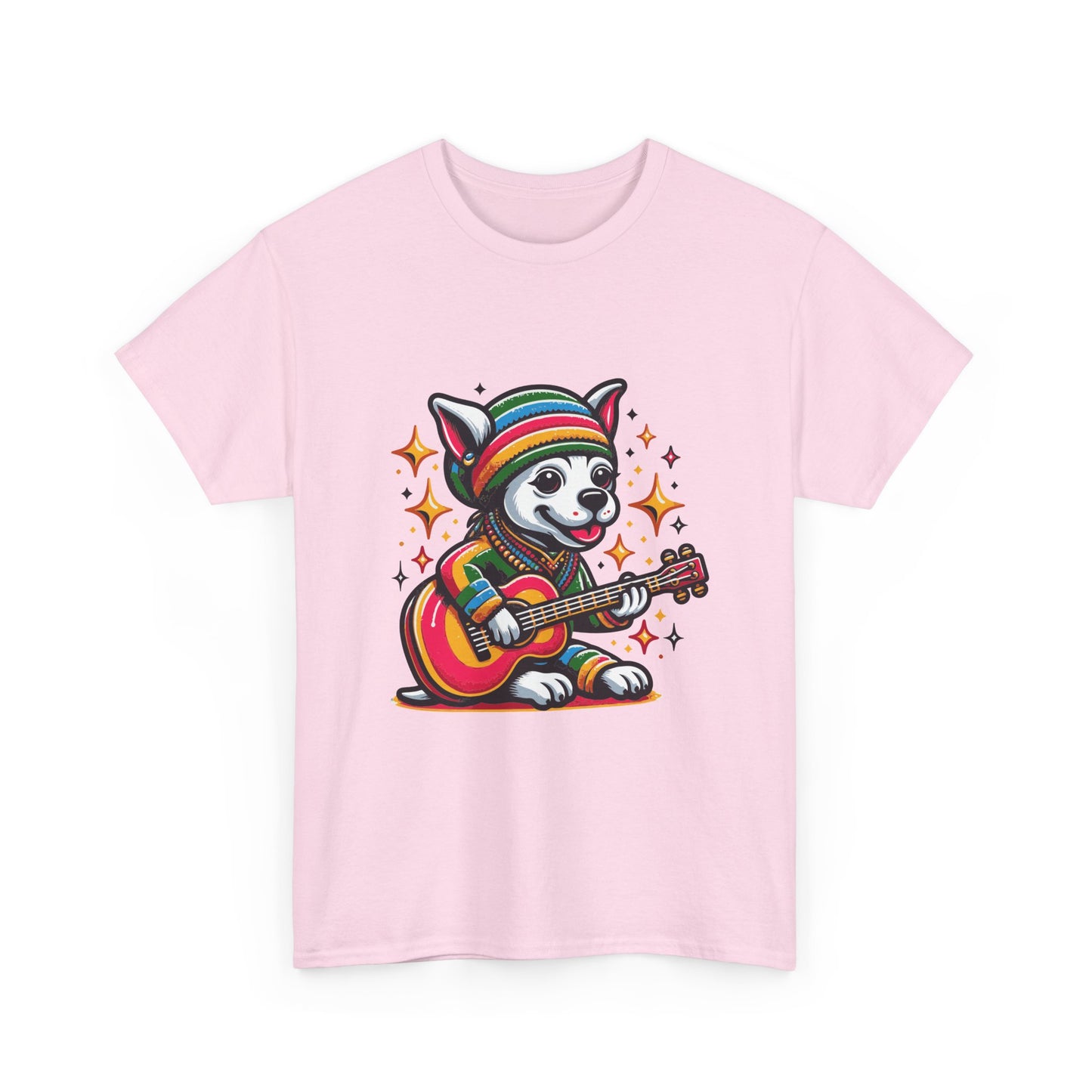 Pup Reggae Guitar Tee — Cute Dog Playing Guitar Graphic T-Shirt