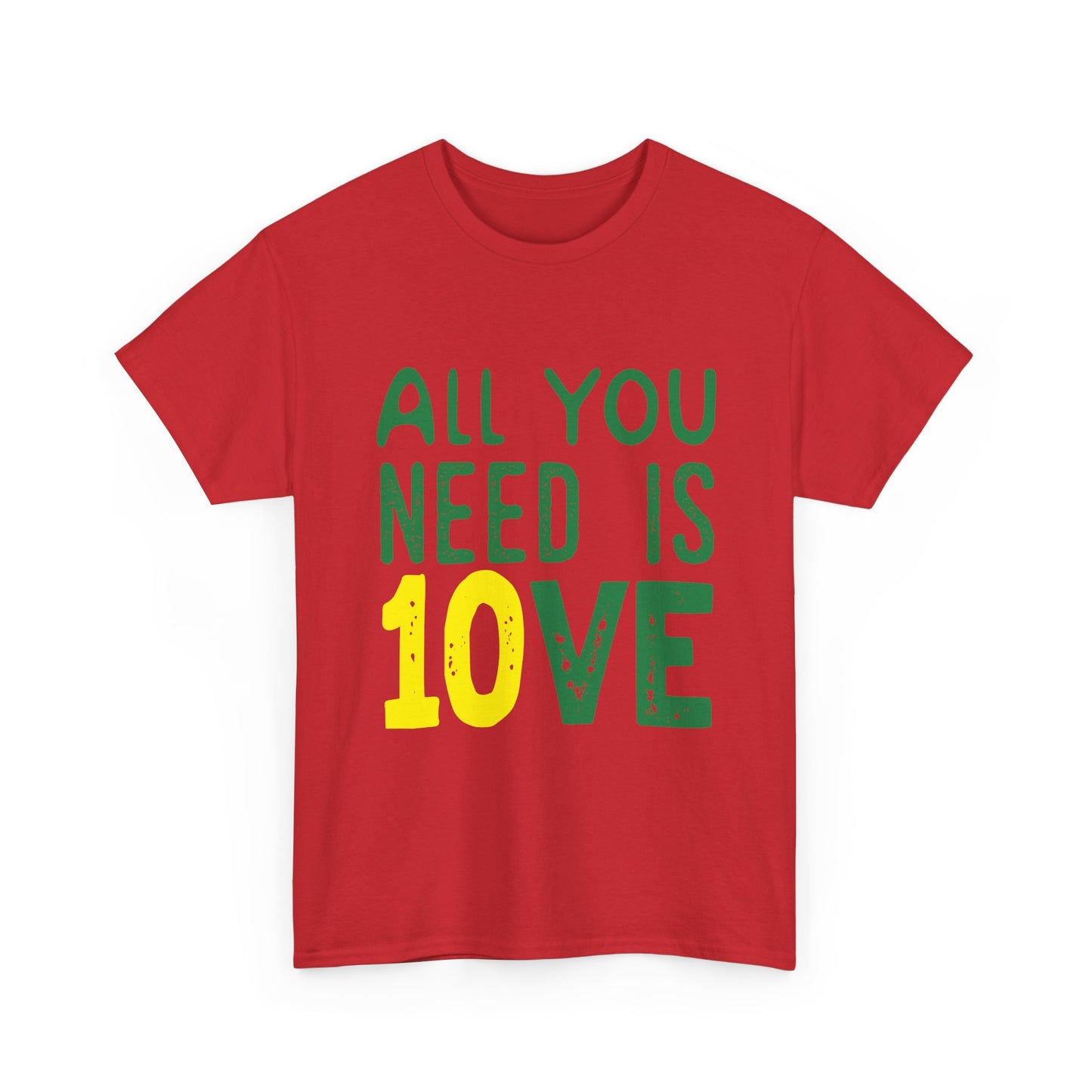 T-Shirt — "All You Need Is 10VE" Retro Green & Yellow Love Tee