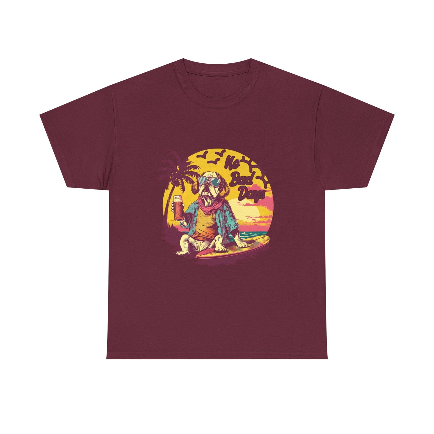 T-Shirt — "No Bad Days" Surf Sloth Retro Beach Tee