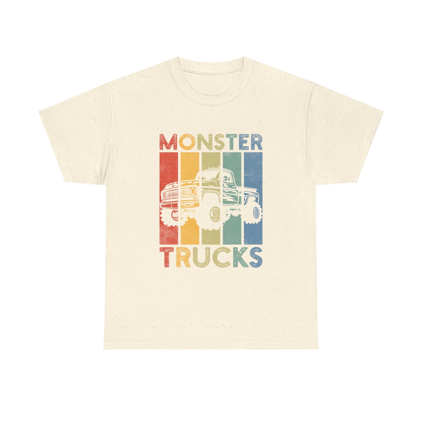 Monster Trucks Retro Tee – Vintage Striped Kids & Adult Off-Road Truck Shirt