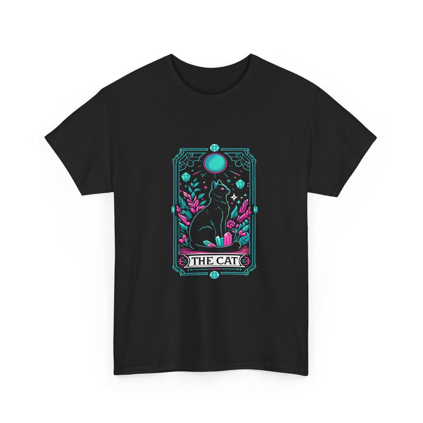 Cat Tarot T-Shirt — "The Cat" Mystical Black Tee