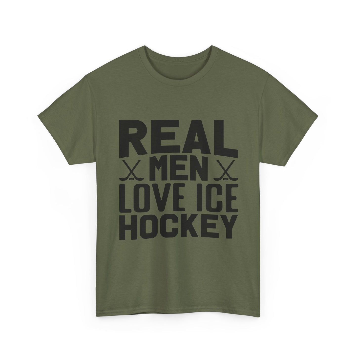 Ice Hockey T-Shirt — "Real Men Love Ice Hockey" Graphic Tee