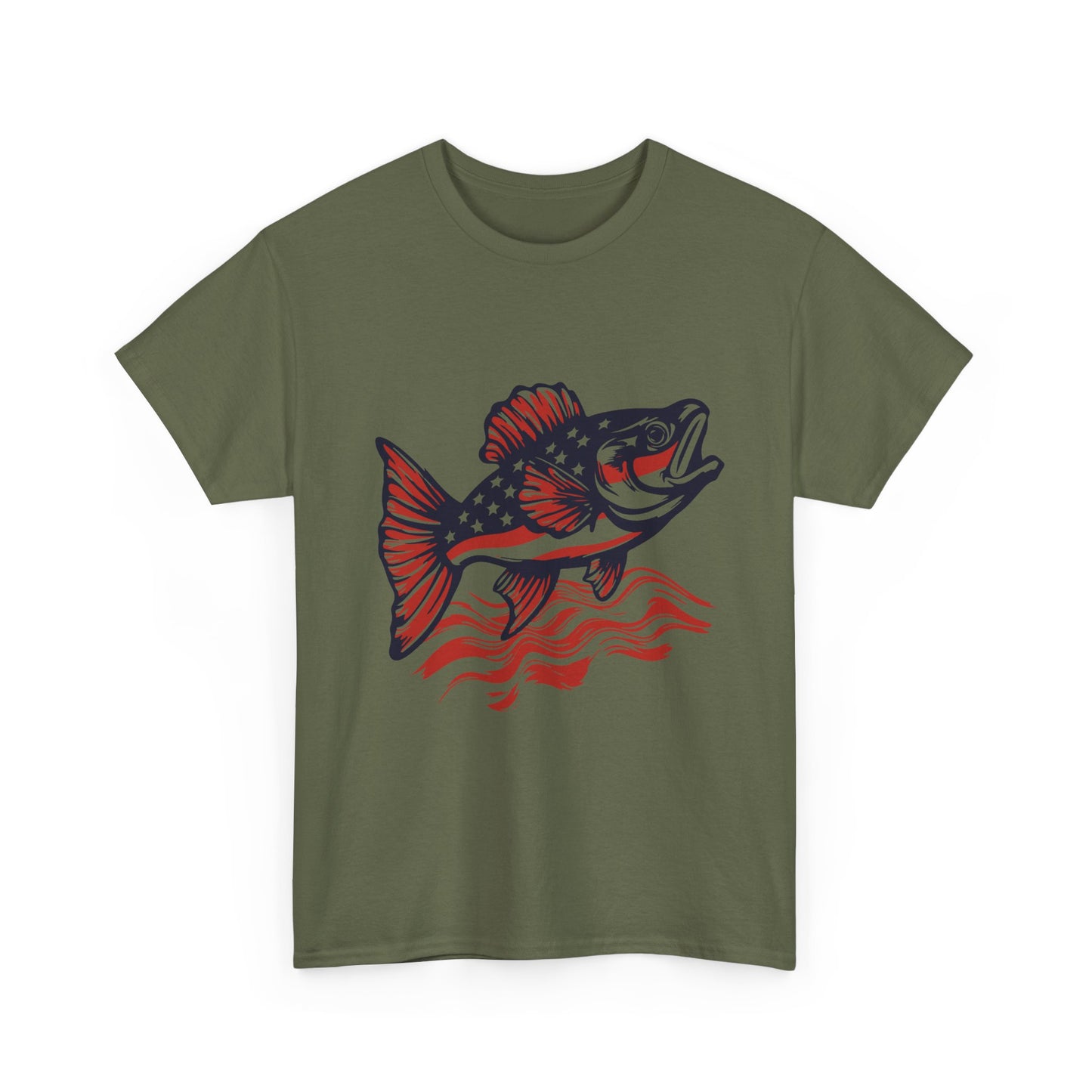 Walleye Fishing Graphic Tee – Retro Red & Black Fish Design