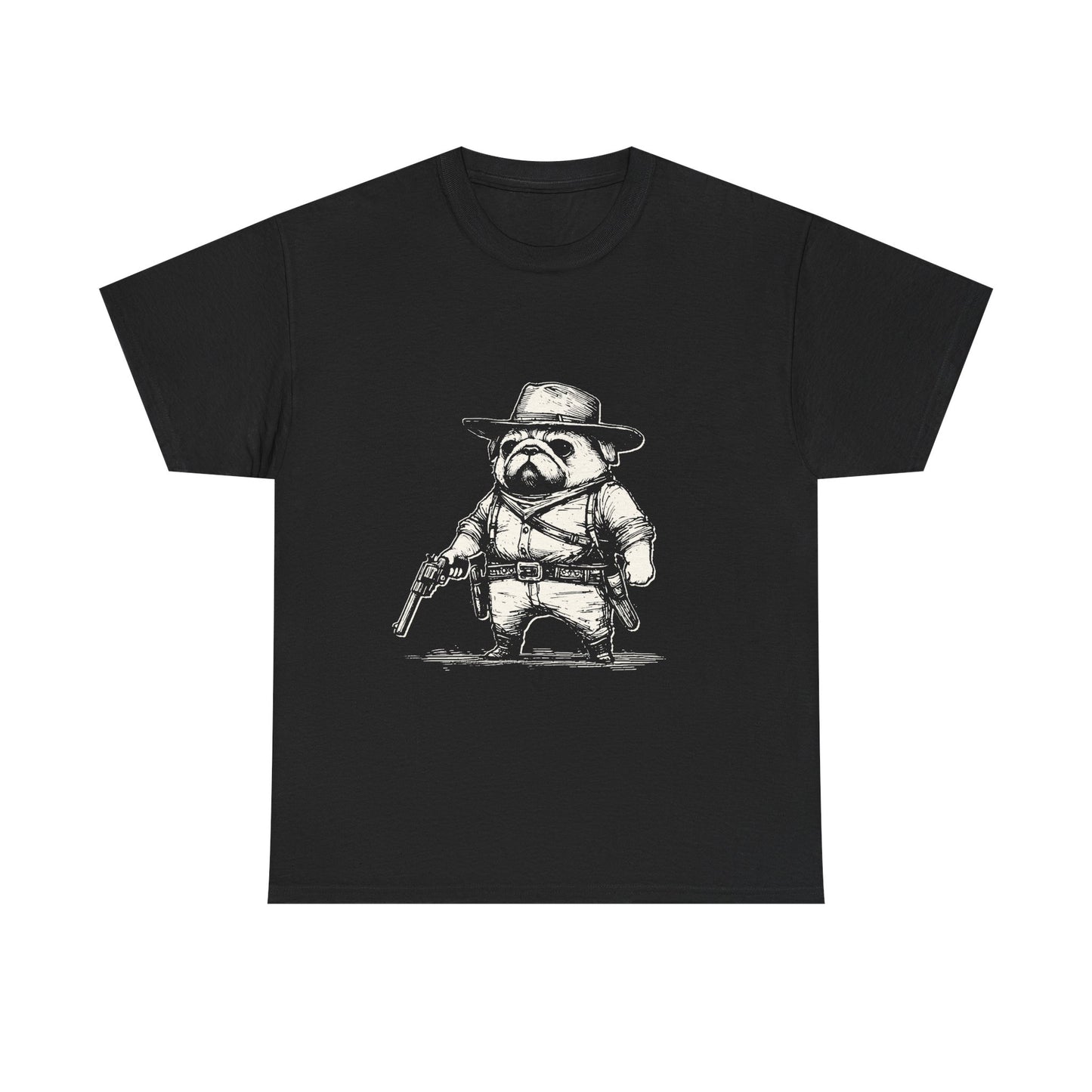 Pug Gunslinger T-Shirt – Cute Cowboy Pug Graphic Tee