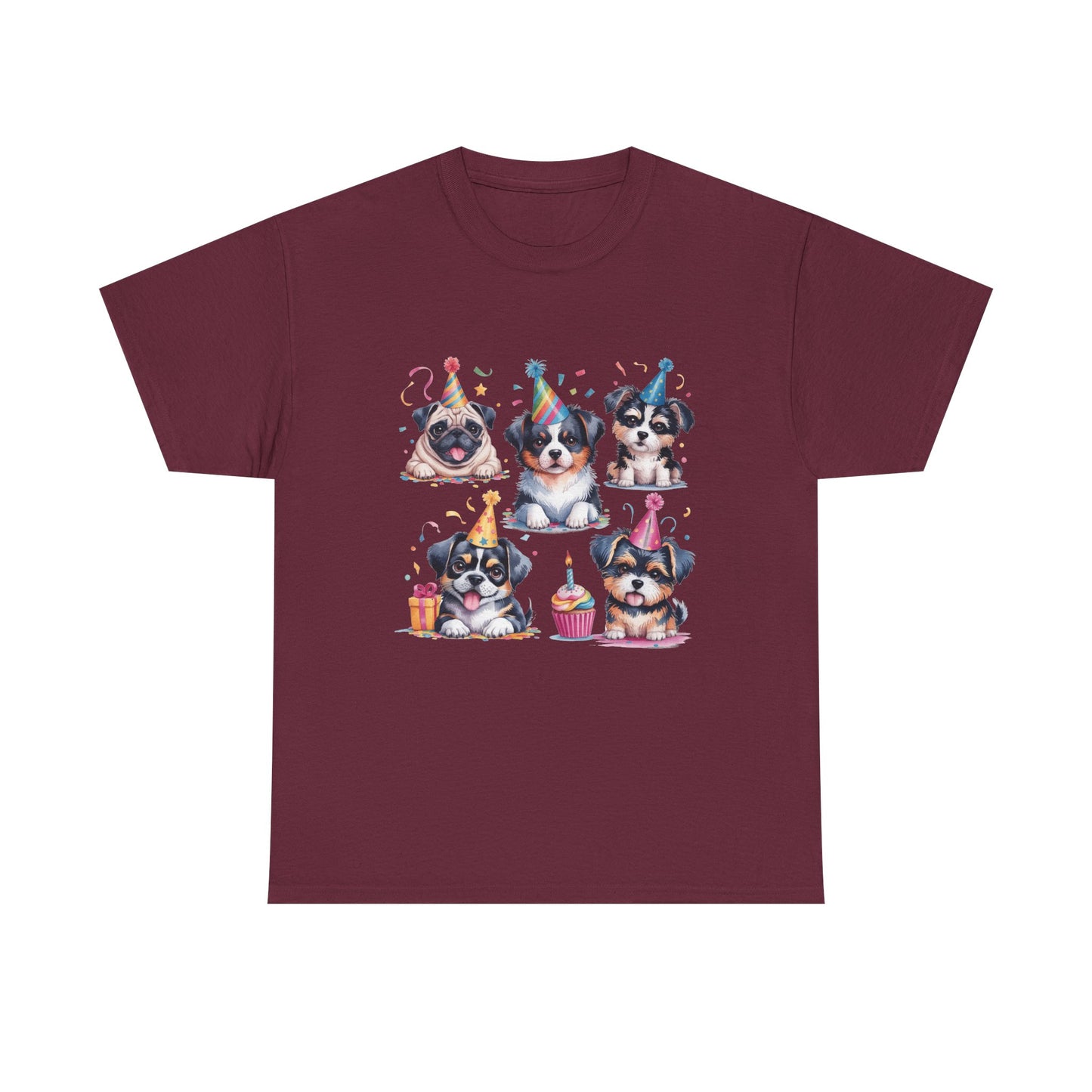 Birthday Puppies T‑Shirt — Cute Party Dogs with Cupcakes