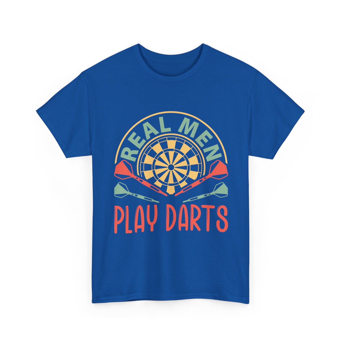 Darts T-Shirt — “Real Men Play Darts” Retro Dartboard Tee