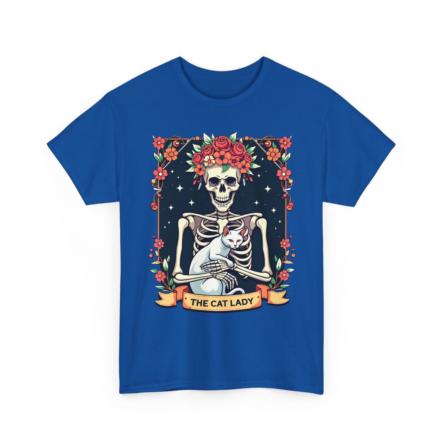 Cat Lady Skeleton T-Shirt — Floral Day of the Dead Cat Tee