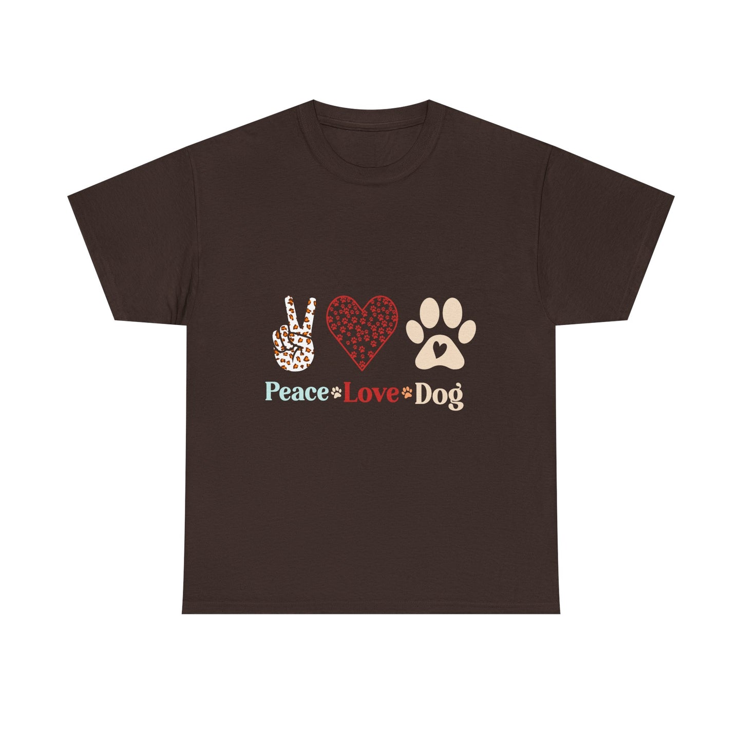 Peace Love Dog T-Shirt - Paw Print & Peace Sign Graphic Tee for Dog Lovers