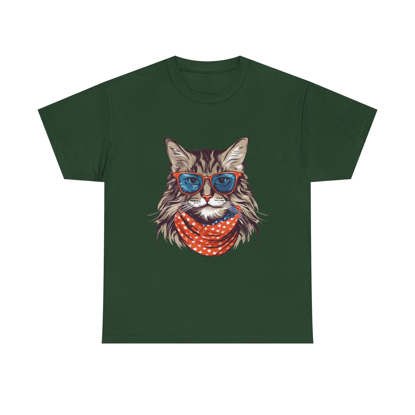 Cat with Sunglasses & Bandana T-Shirt — Cool Retro Cat Graphic Tee