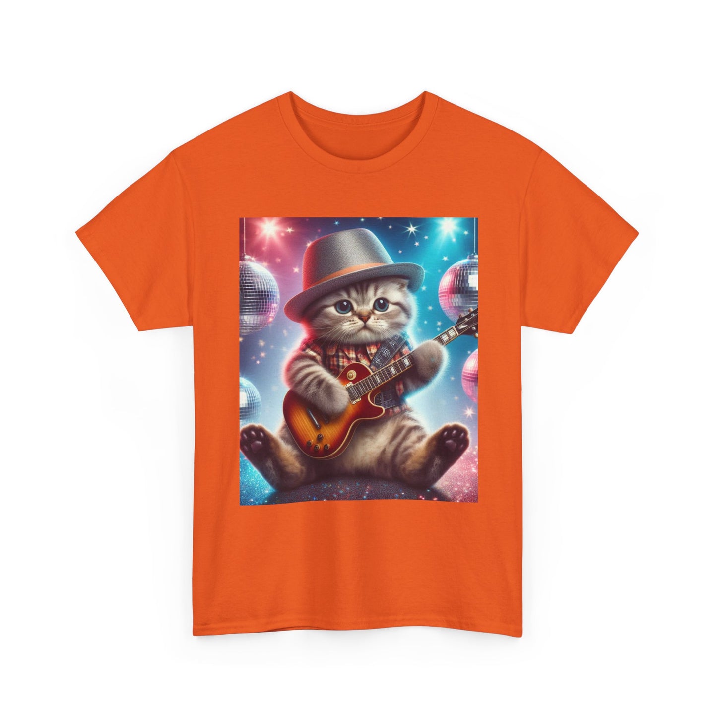 Cat Guitarist T-Shirt — Cute Kitten Playing Electric Guitar Tee