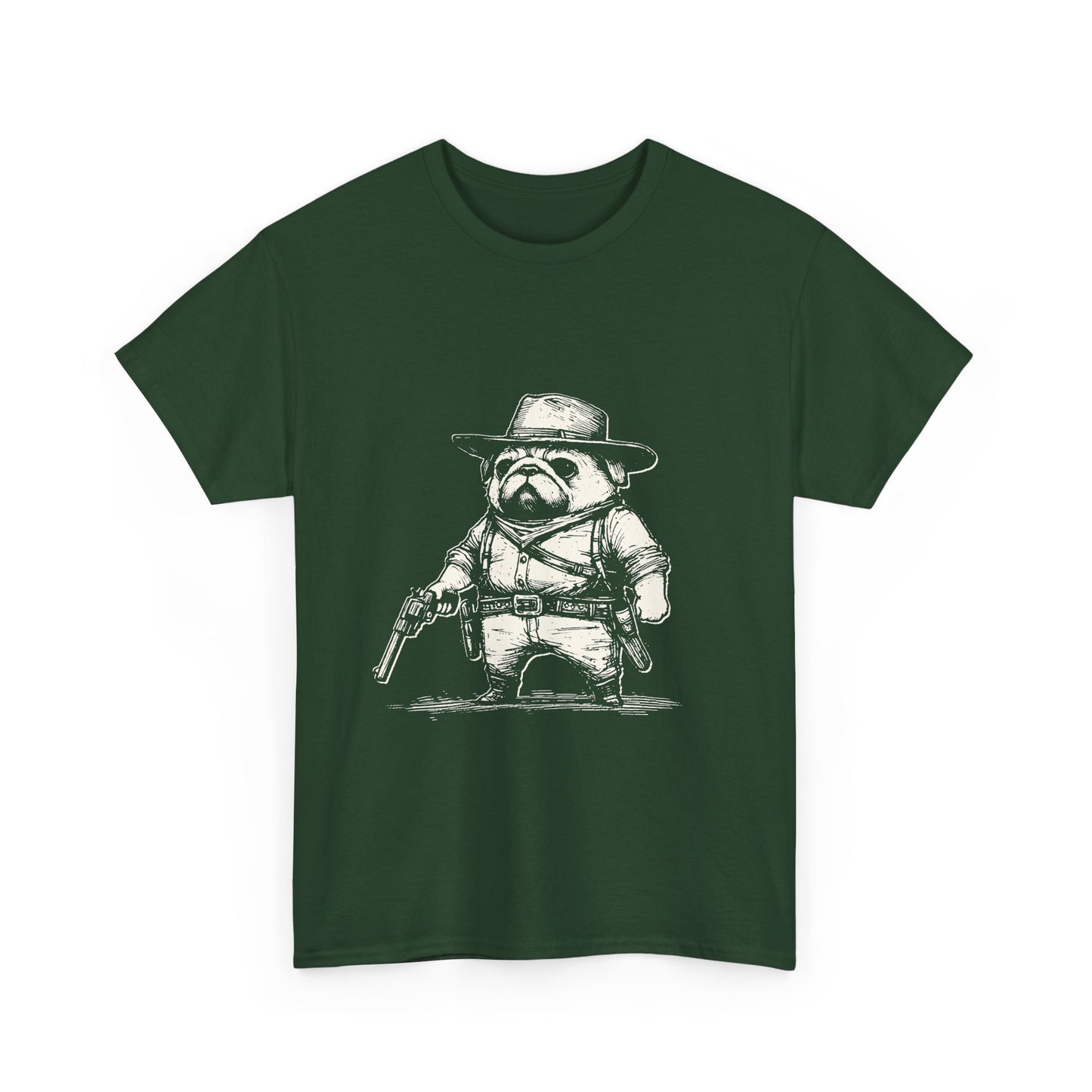 Pug Gunslinger T-Shirt – Cute Cowboy Pug Graphic Tee