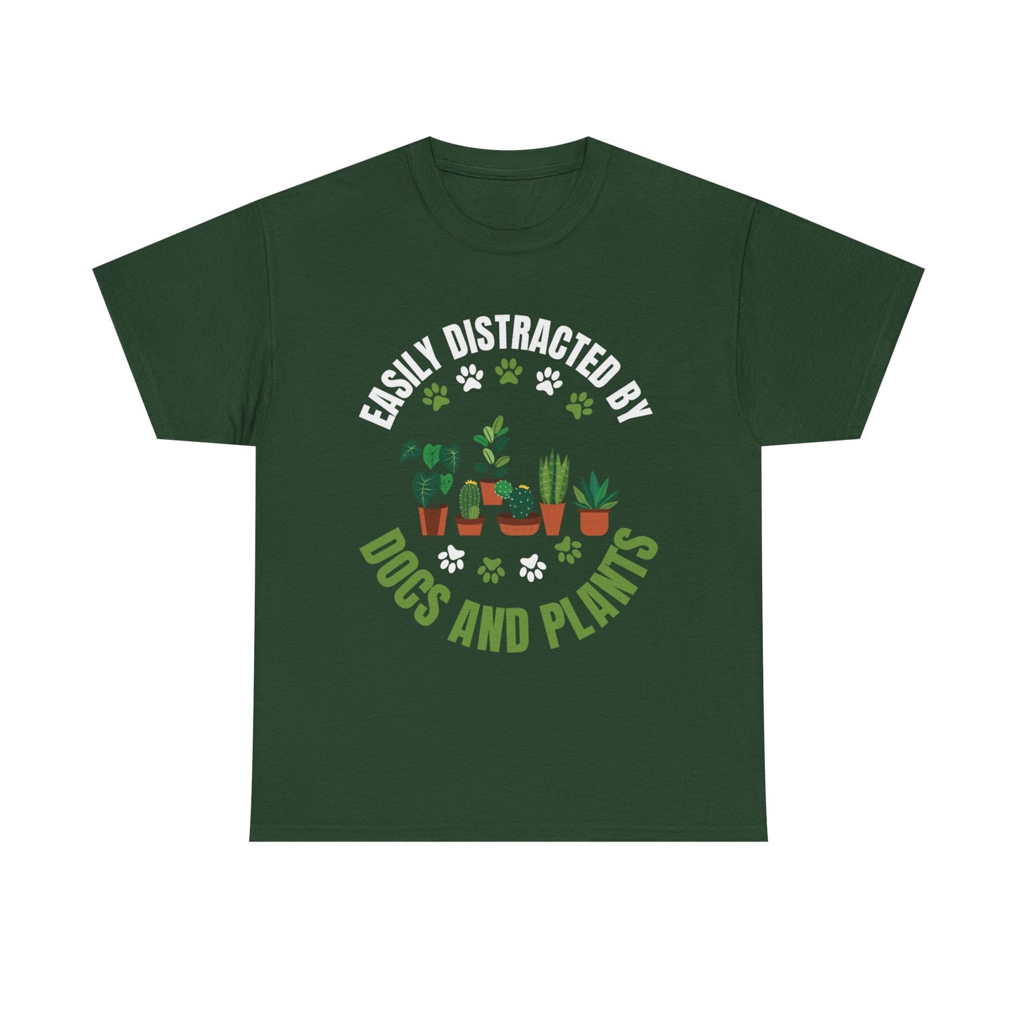 T‑Shirt — "Easily Distracted by Dogs and Plants" Graphic Tee for Dog Lovers & Plant Parents
