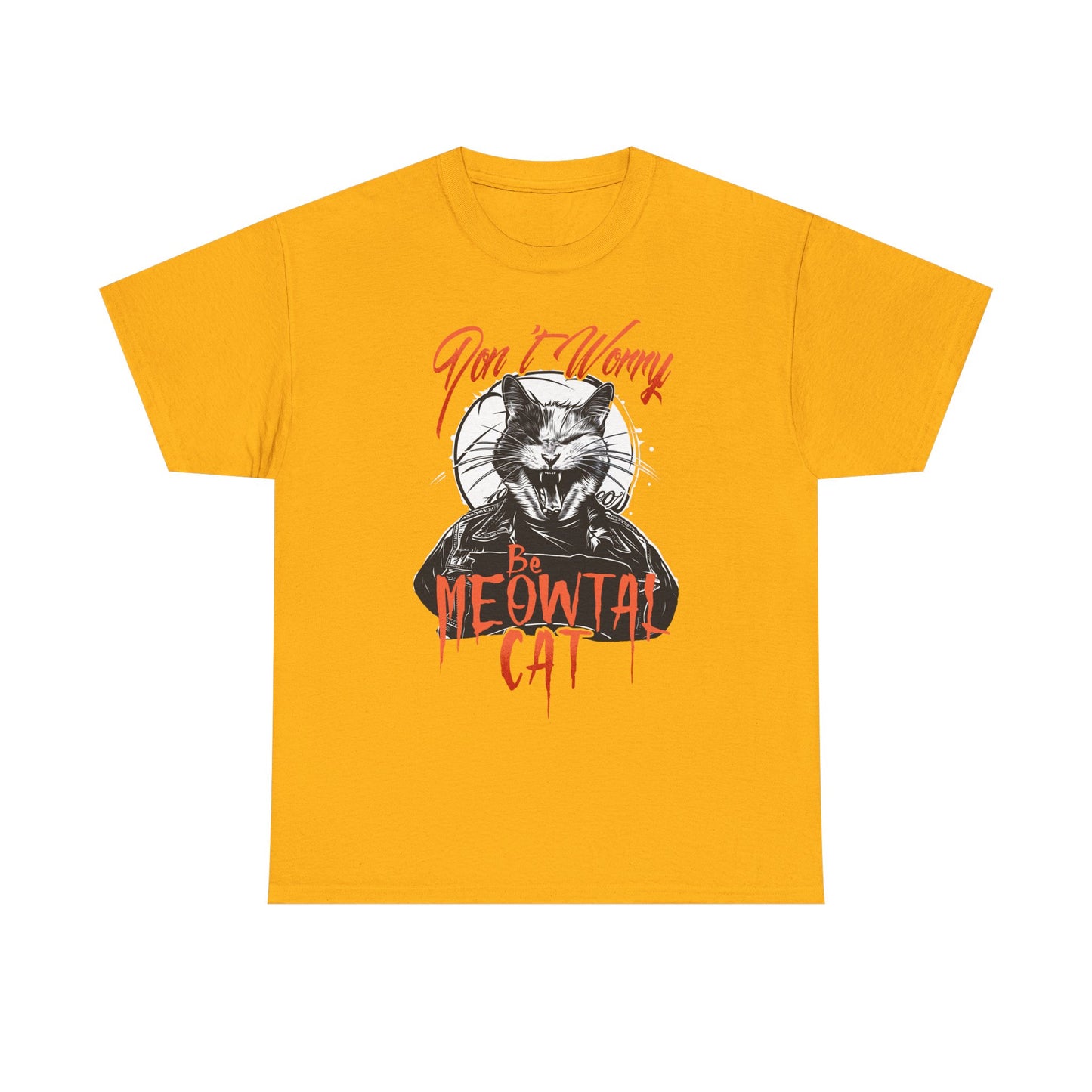 Meowtal Cat T-Shirt — 'Don't Worry' Gothic Cat Graphic Tee