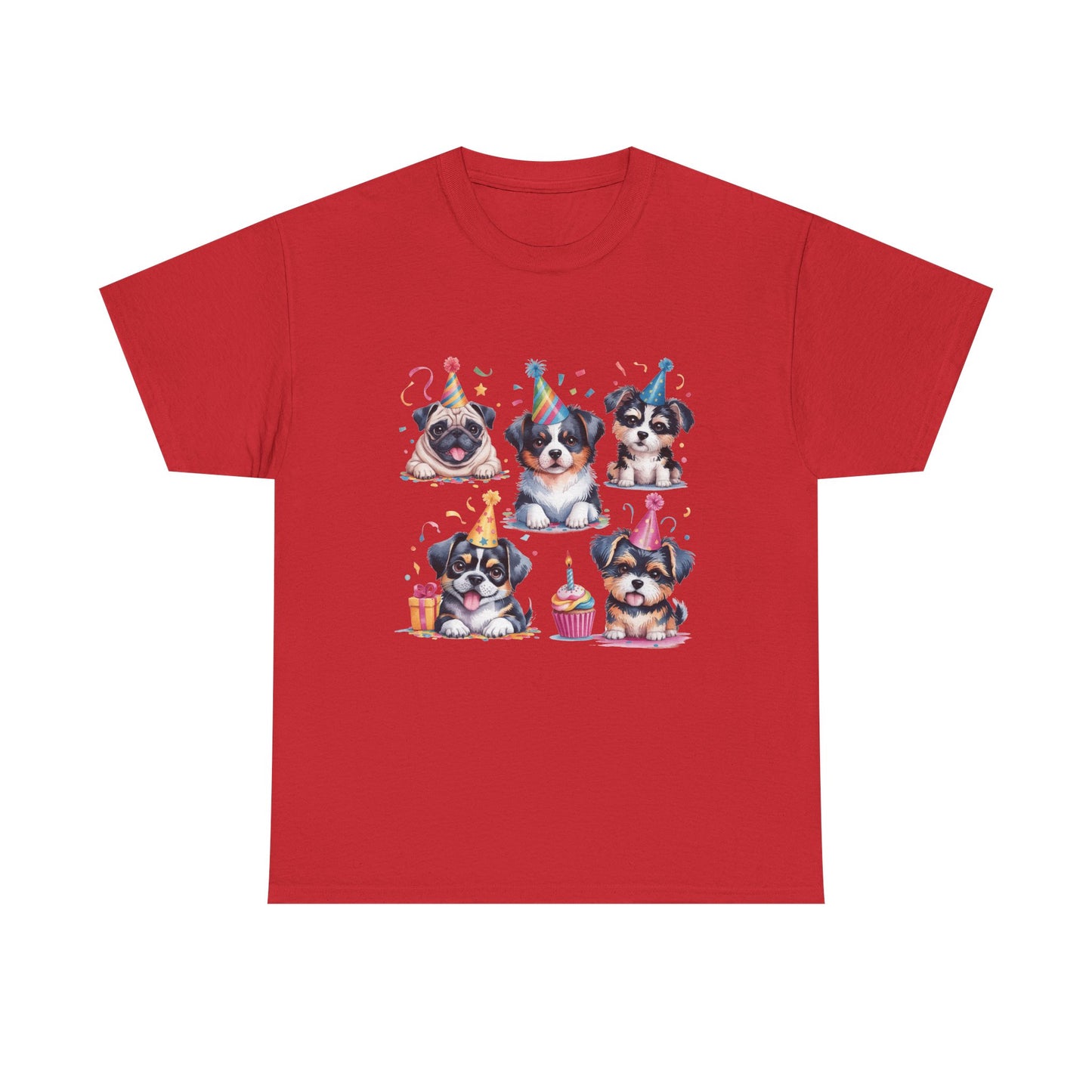 Birthday Puppies T‑Shirt — Cute Party Dogs with Cupcakes