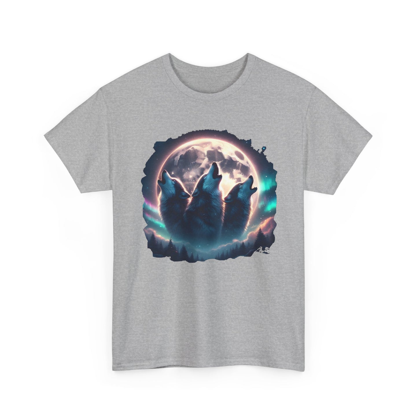 Wolf Moon T-Shirt — Howling Wolves Silhouette at Full Moon Graphic Tee