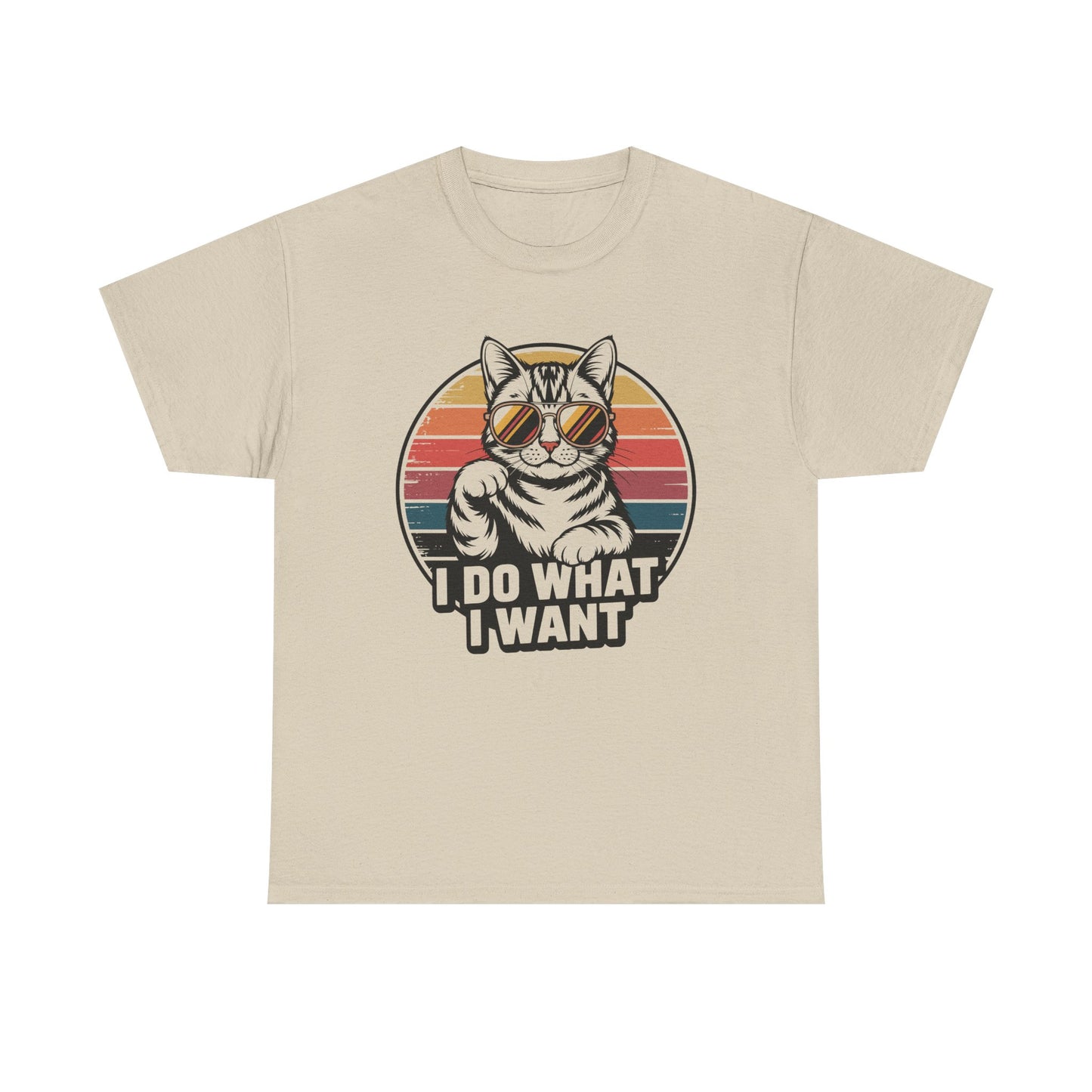 I Do What I Want Cat T-Shirt — Retro Sunglasses Vintage Stripe Graphic Tee