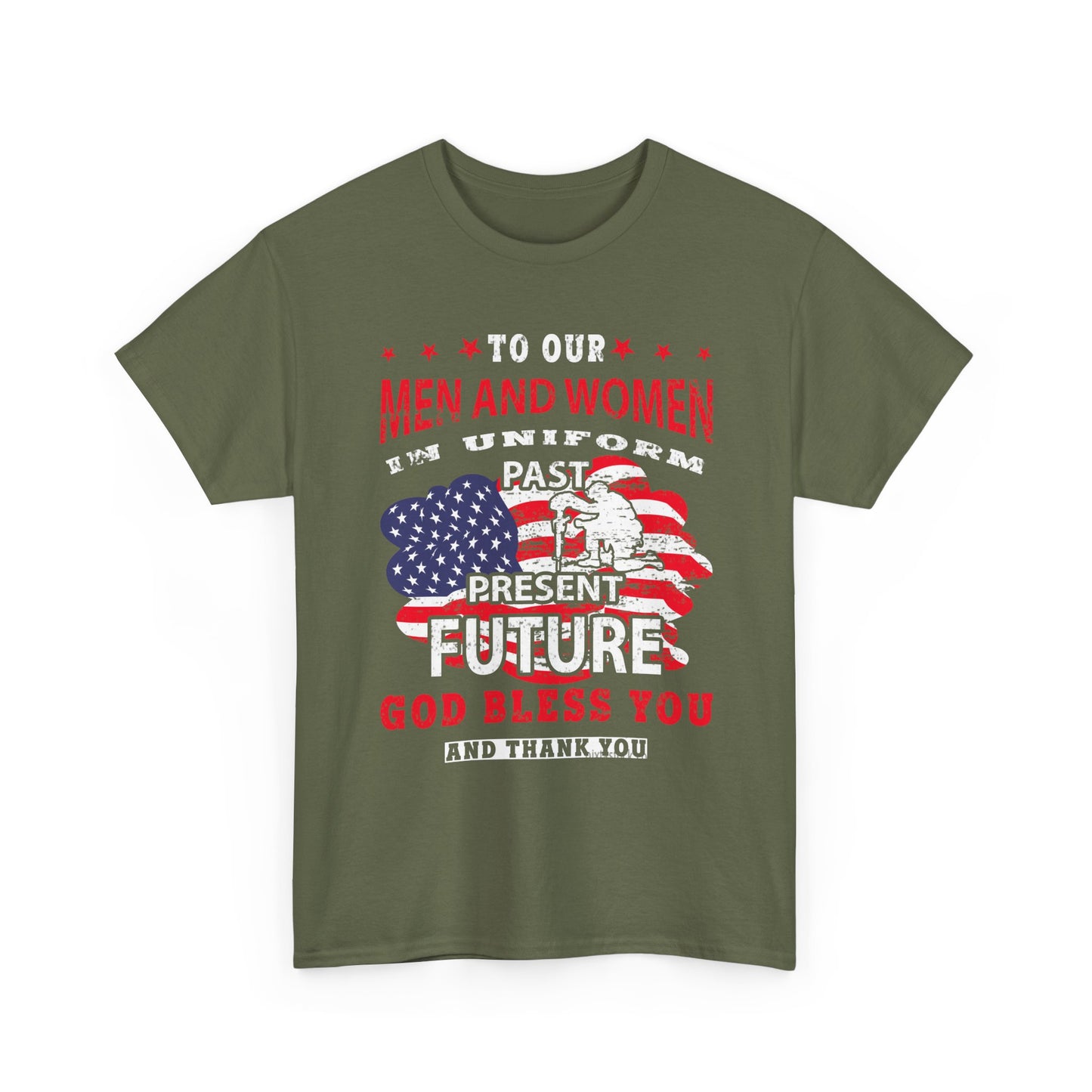 Veterans Tribute T-Shirt — "To Our Men and Women" American Flag Military Tee