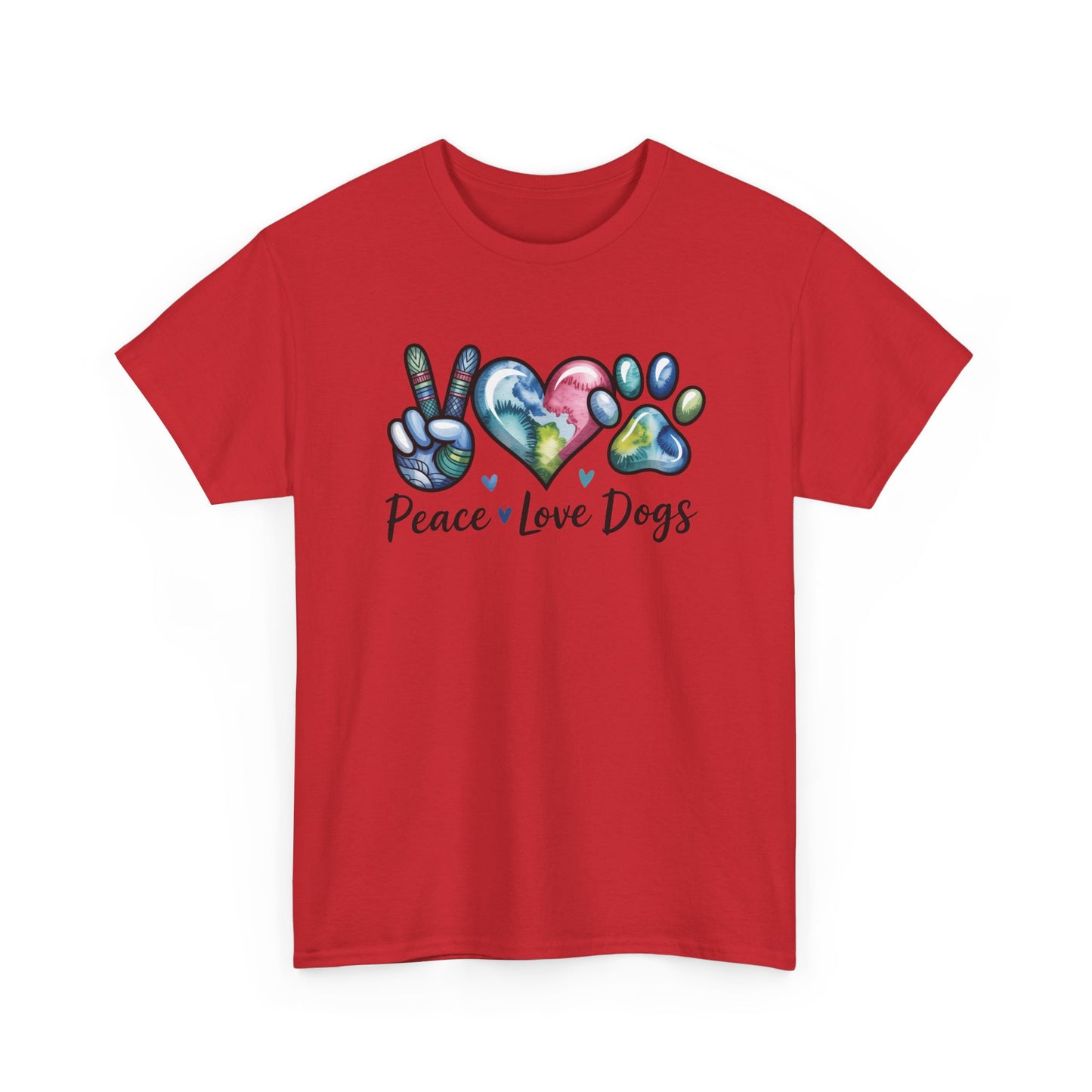 Peace Love Dogs T-Shirt — Cute Paw Print Graphic Tee for Dog Lovers