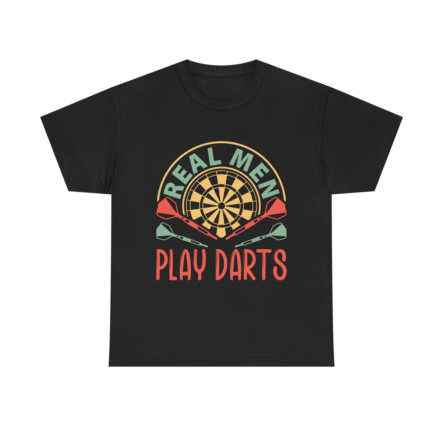 Darts T-Shirt — “Real Men Play Darts” Retro Dartboard Tee