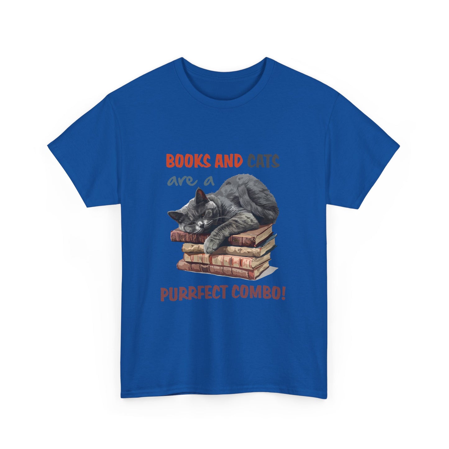 Cat & Books T-Shirt — "Books and Cats are a Purrfect Combo" Cozy Reader Tee