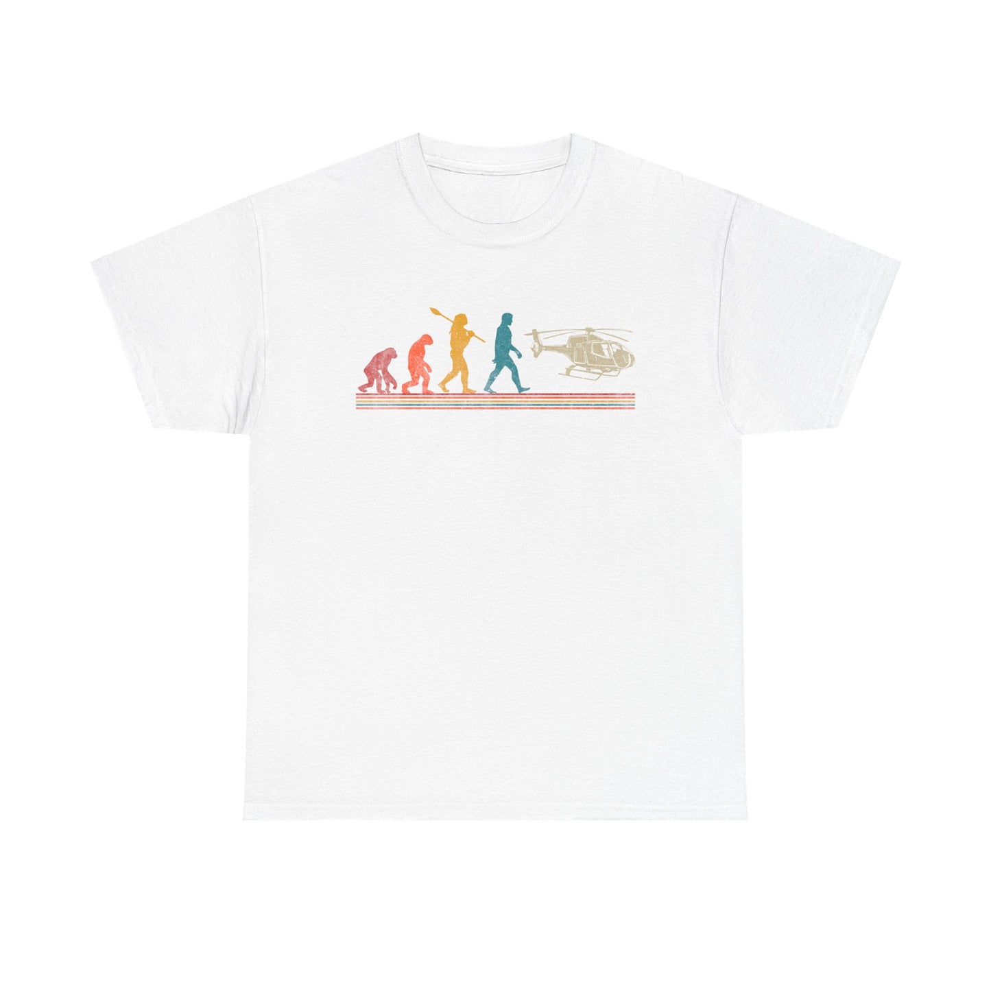 T-Shirt - Evolution of Man to Helicopter Vintage Graphic Tee