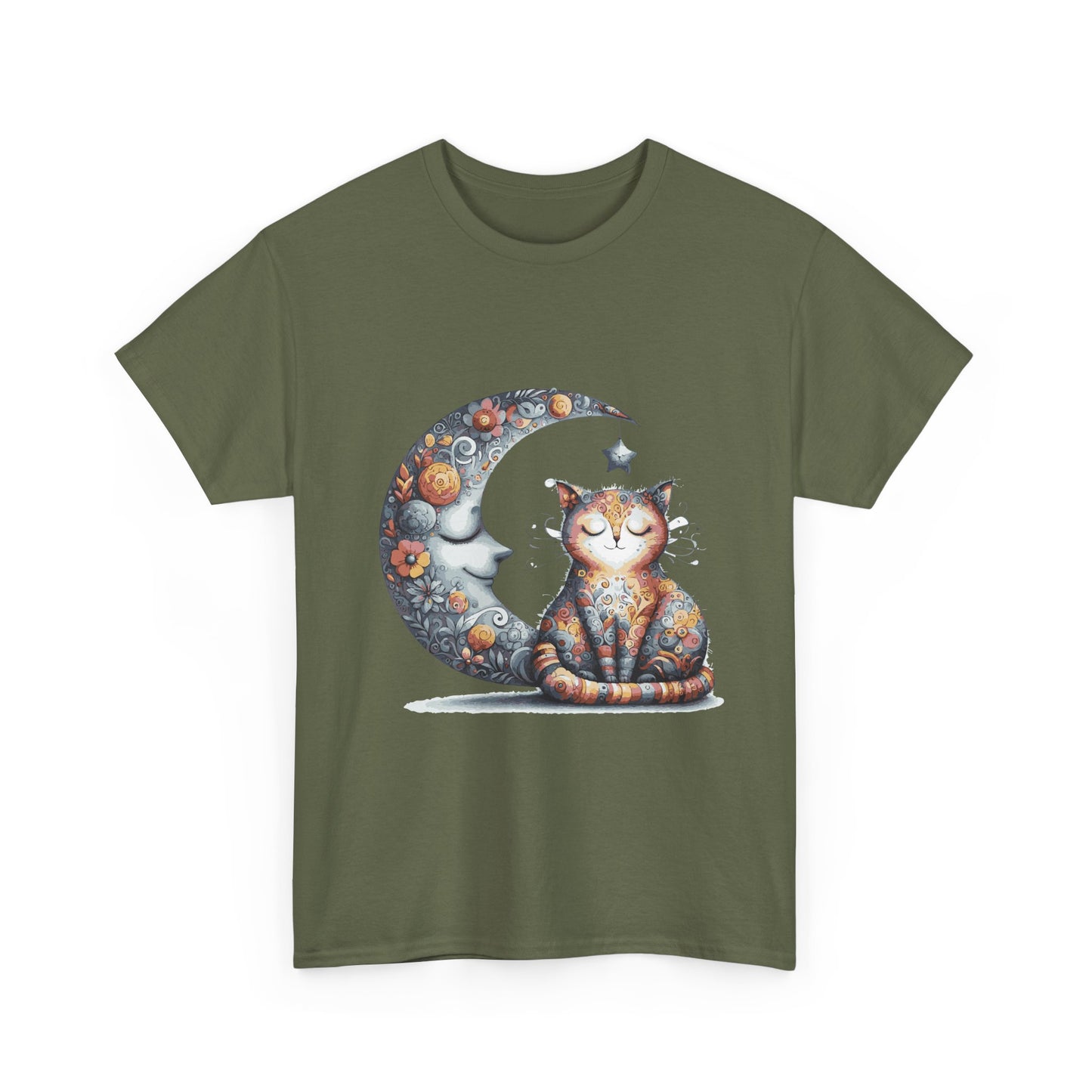 Cat Moon T-Shirt — Whimsical Cosmic Cat Graphic Tee