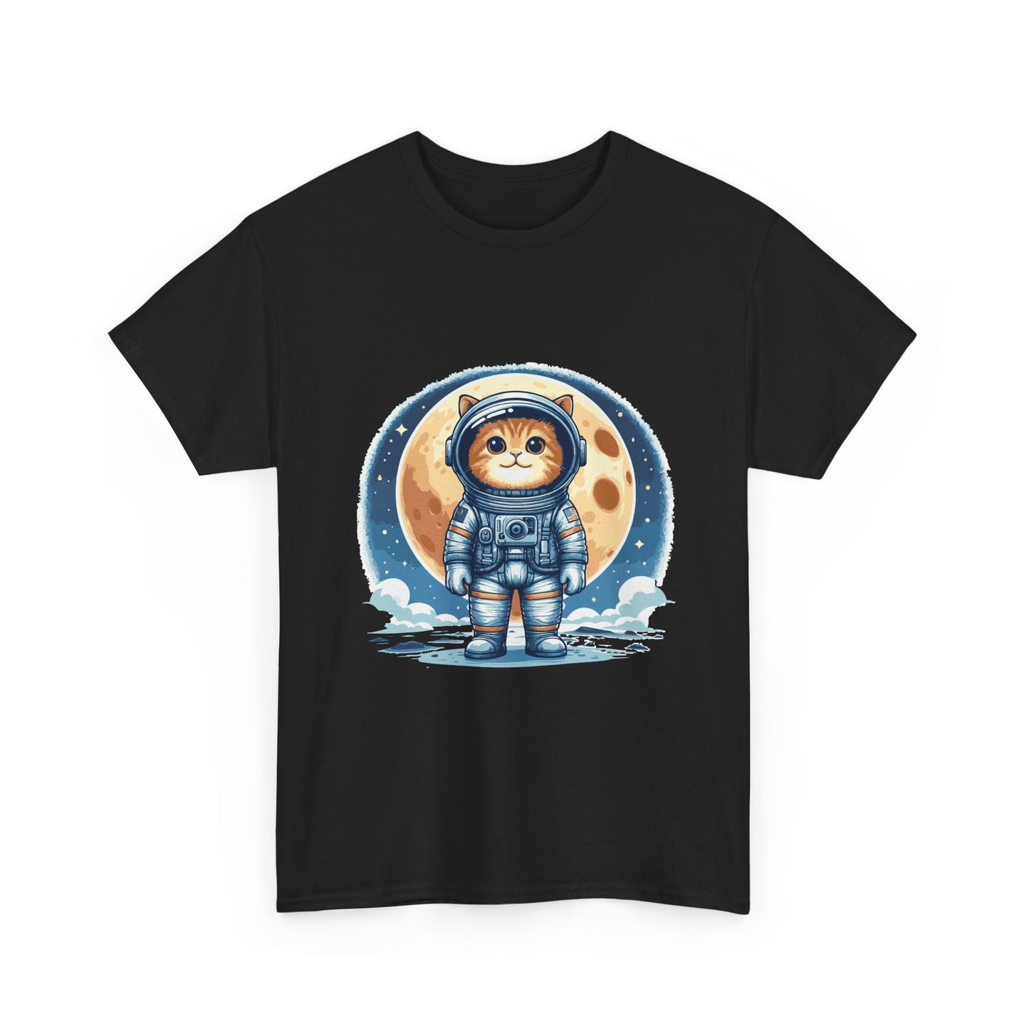 Astronaut Cat T-Shirt – Cute Space Kitty Tee with Moon