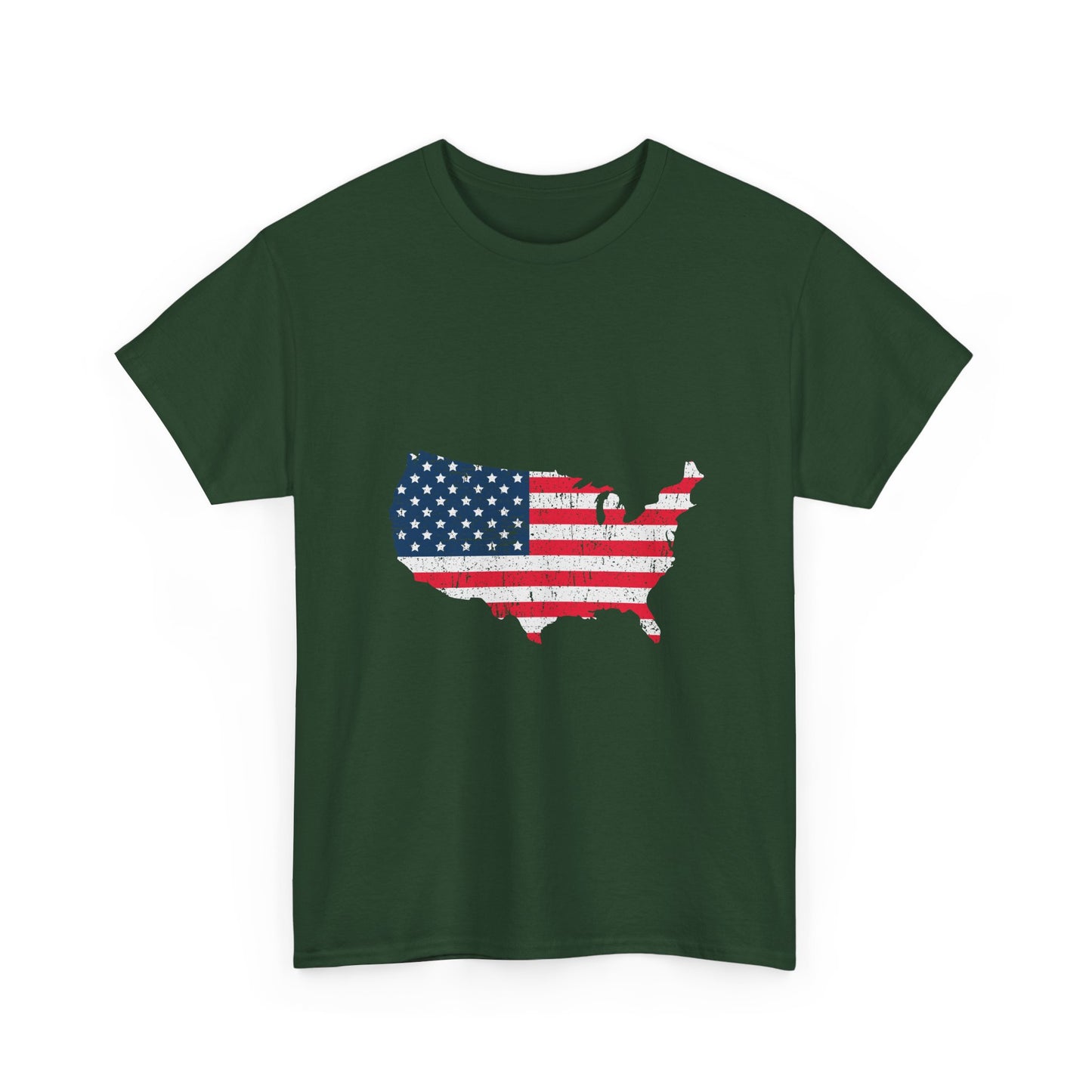 USA Flag Map T-Shirt — Distressed American Flag Outline Tee