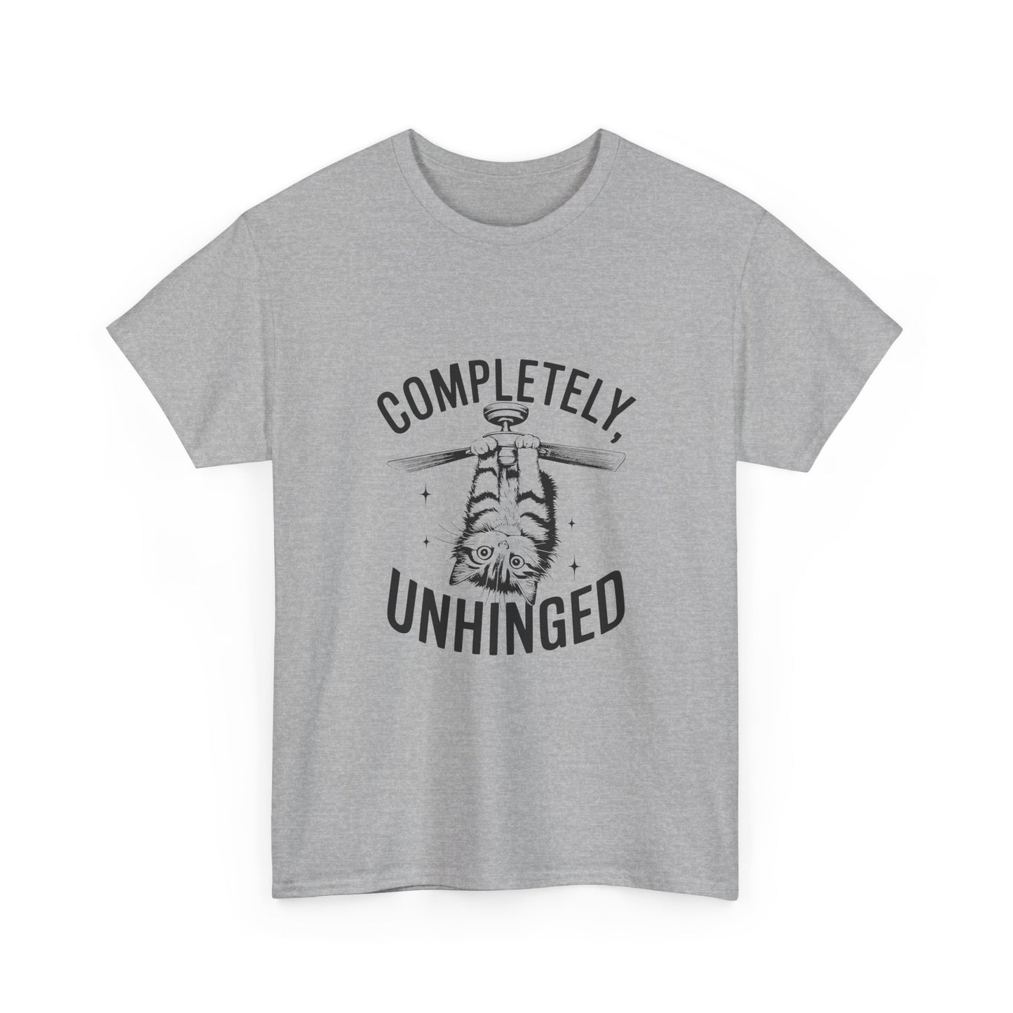 Funny T-Shirt — Completely Unhinged Graphic Tee (Vintage Cat Illustration)