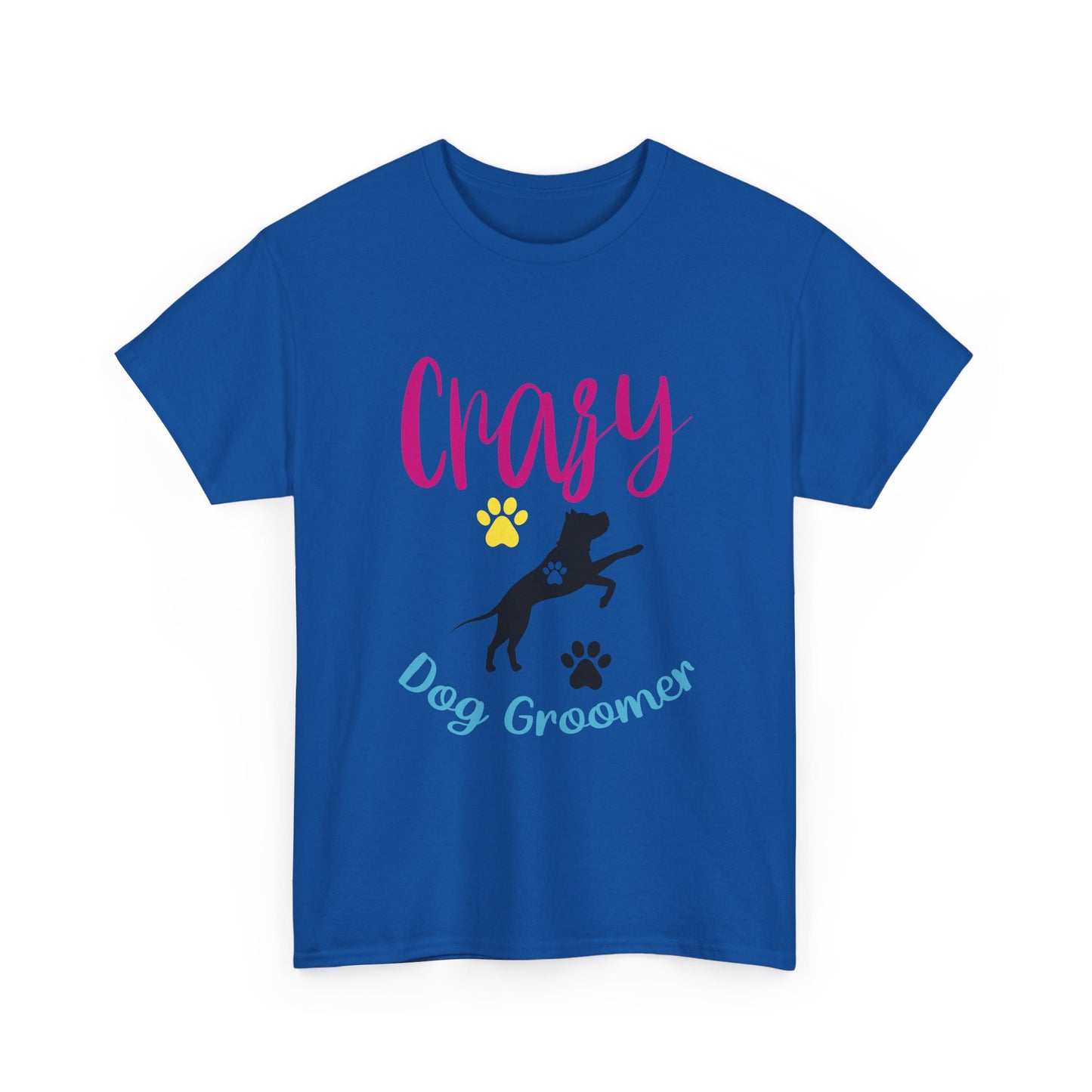 Crazy Dog Groomer T-Shirt — Funny Paw Print Grooming Tee for Pet Stylists