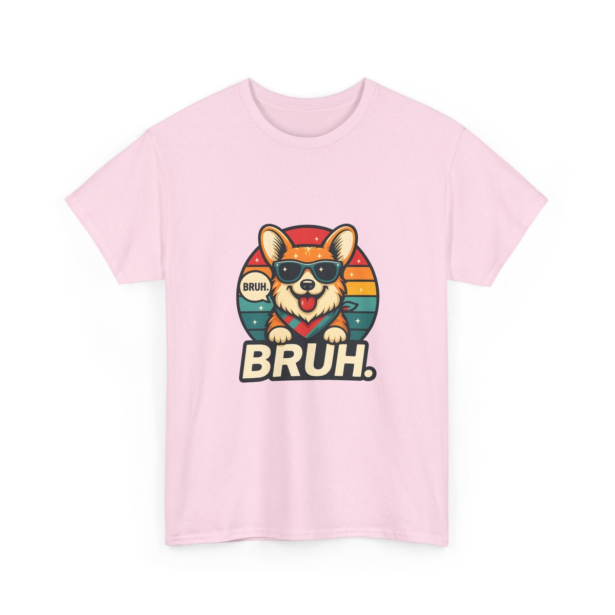 Corgi 'BRUH' Graphic Tee - Retro Sunglasses Dog T-Shirt