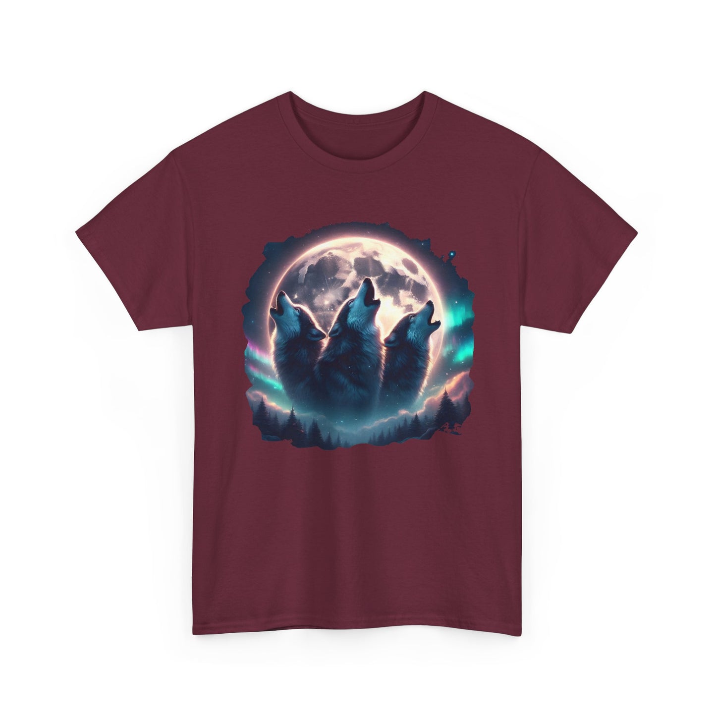 Wolf Moon T-Shirt — Howling Wolves Silhouette at Full Moon Graphic Tee