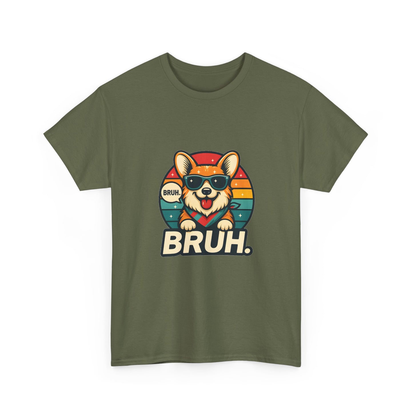 Corgi 'BRUH' Graphic Tee - Retro Sunglasses Dog T-Shirt
