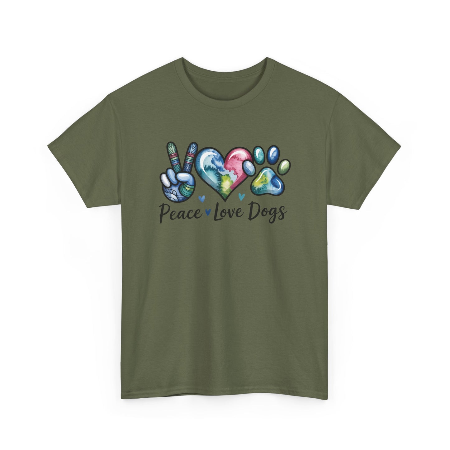 Peace Love Dogs T-Shirt — Cute Paw Print Graphic Tee for Dog Lovers