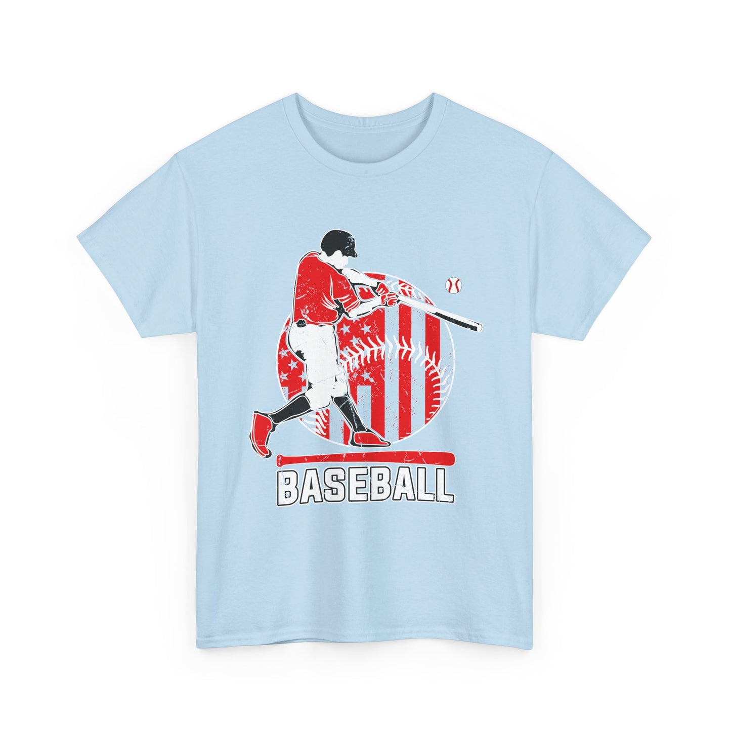 Baseball Player Graphic Tee — Vintage Red Batter Design