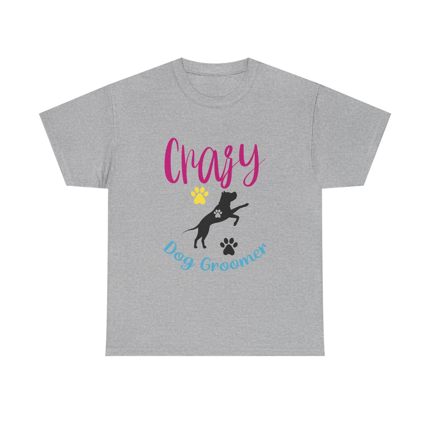 Crazy Dog Groomer T-Shirt — Funny Paw Print Grooming Tee for Pet Stylists