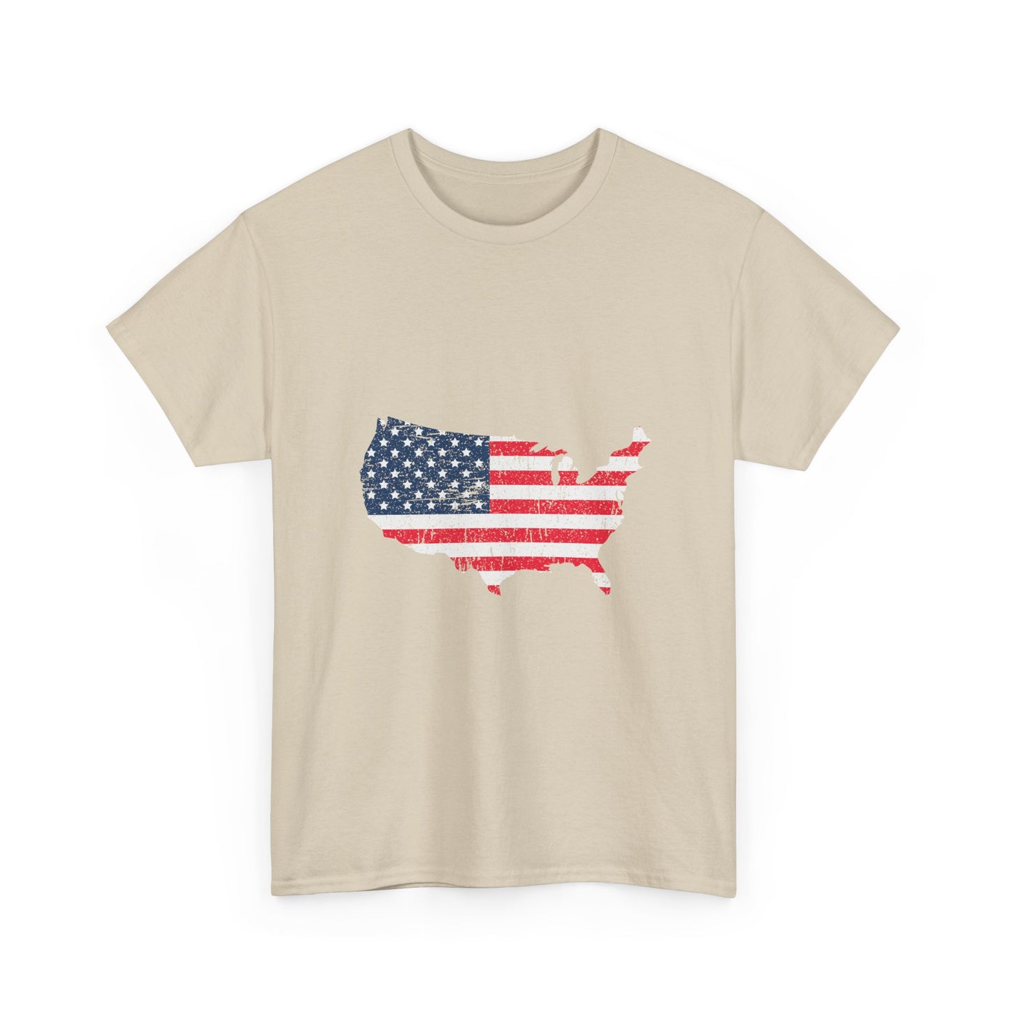 USA Flag Map T-Shirt — Distressed American Flag Outline Tee