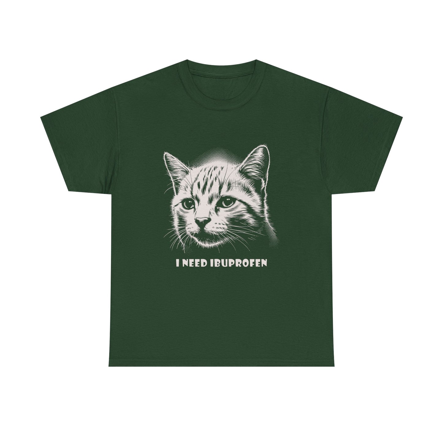 Cat Graphic Tee — "I Need Ibuprofen" Funny Vintage Cat T-Shirt
