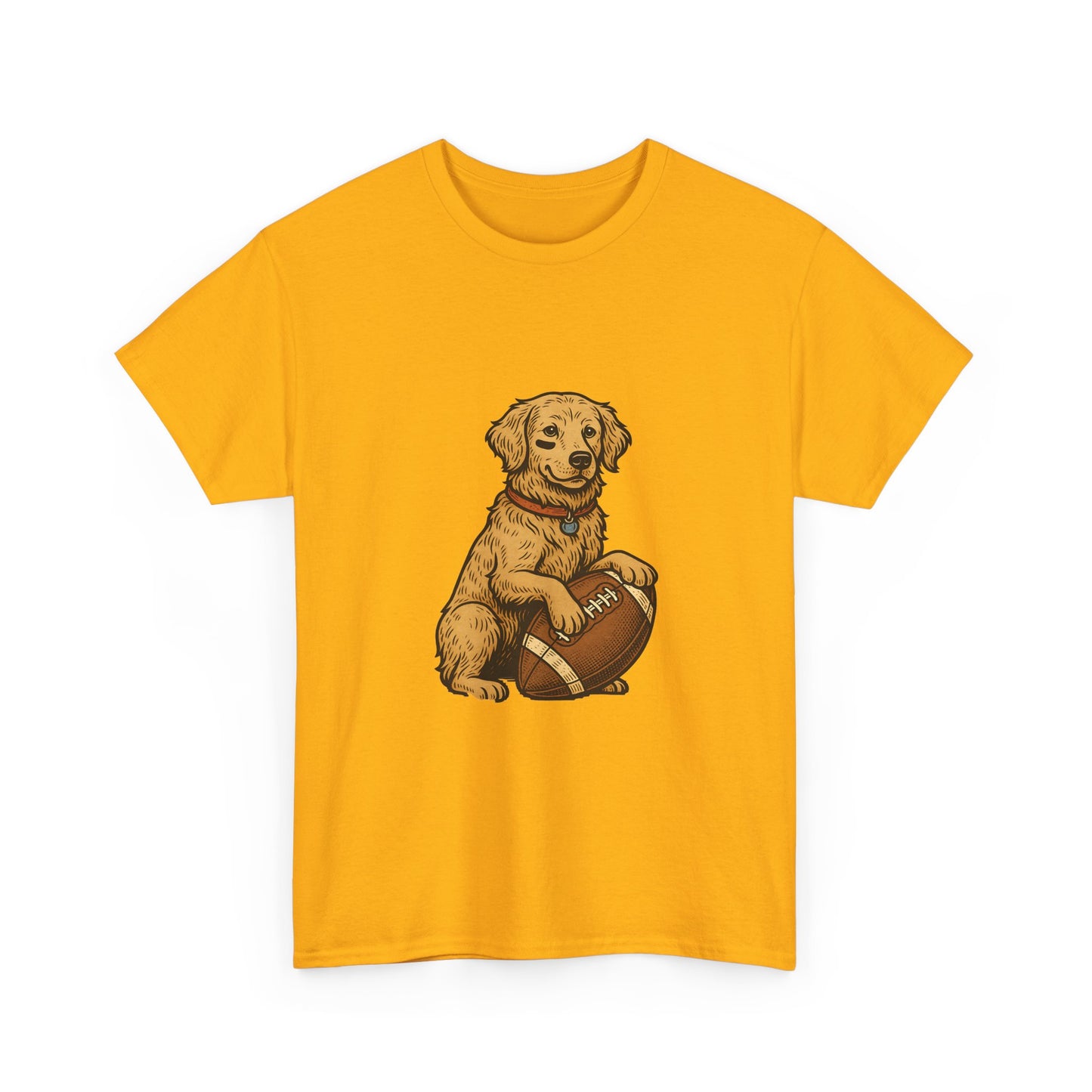 Golden Retriever Puppy Football Tee — Cute Dog with Football Graphic T-Shirt