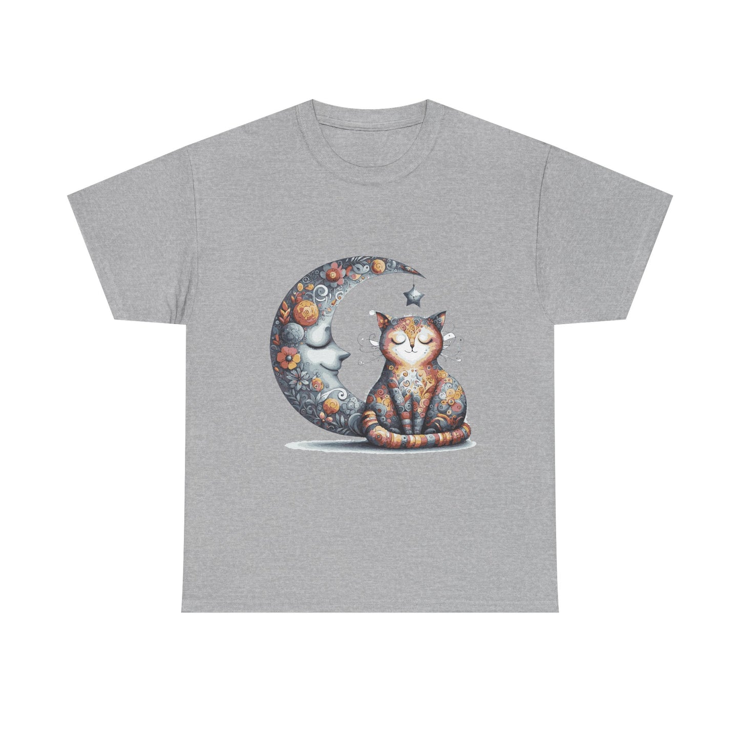Cat Moon T-Shirt — Whimsical Cosmic Cat Graphic Tee
