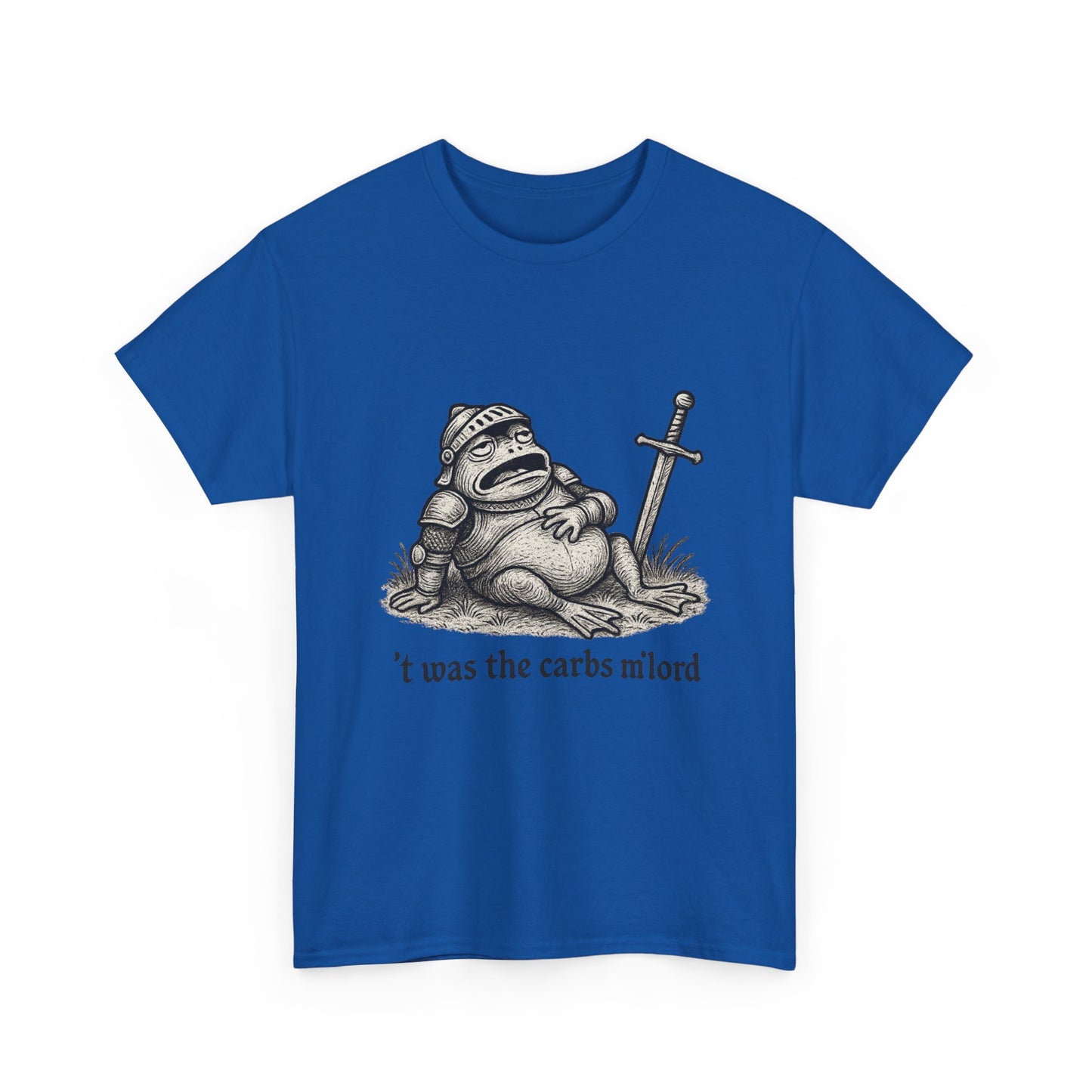 T-Shirt — 't was the carbs m'lord Funny Fantasy Frog Graphic Tee
